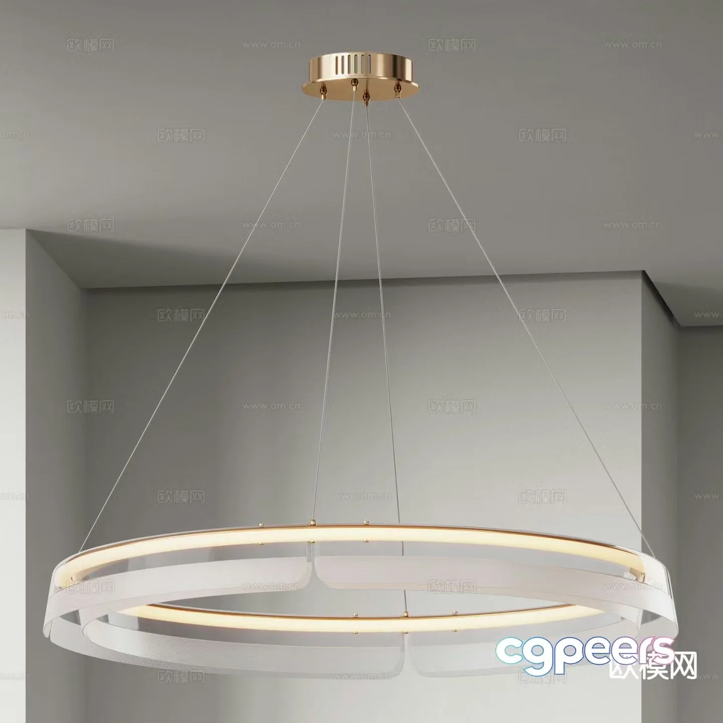 Light luxury chandelier ring chandelier 3d model