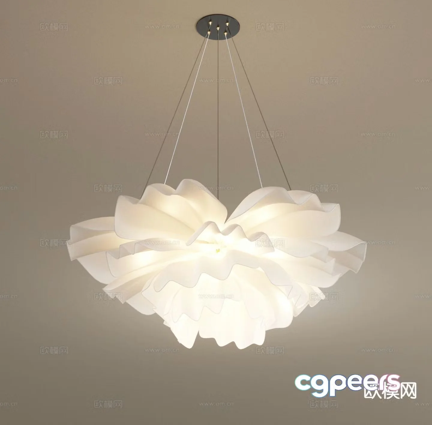 Creamy Chandelier Flower Chandelier 3d Model