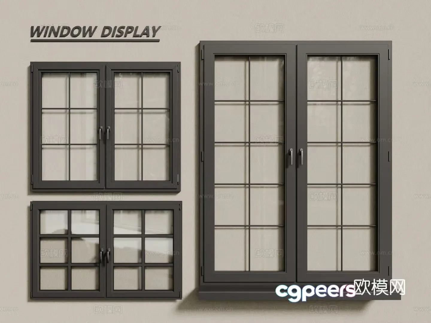 modern windows casement windows wooden windows 3d model