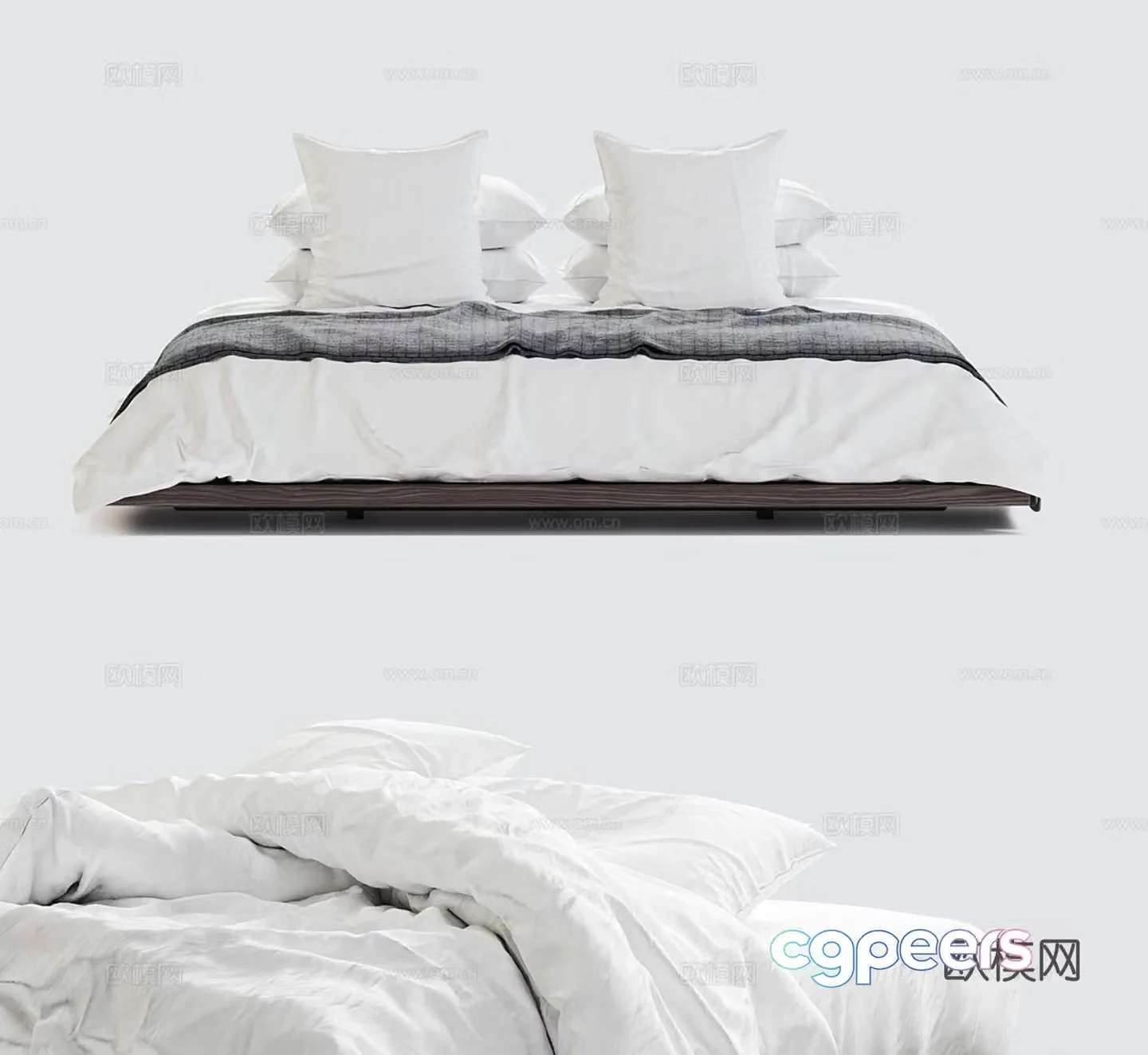 Modern double bed 3d model