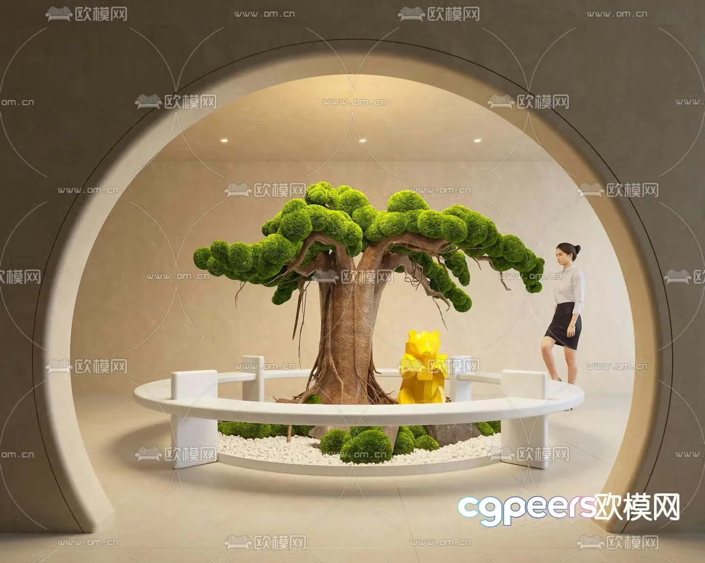 Indoor landscape plant landscaping fence 3d model