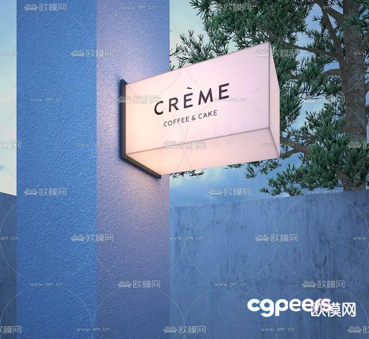Restaurant light box outdoor light box 3d model