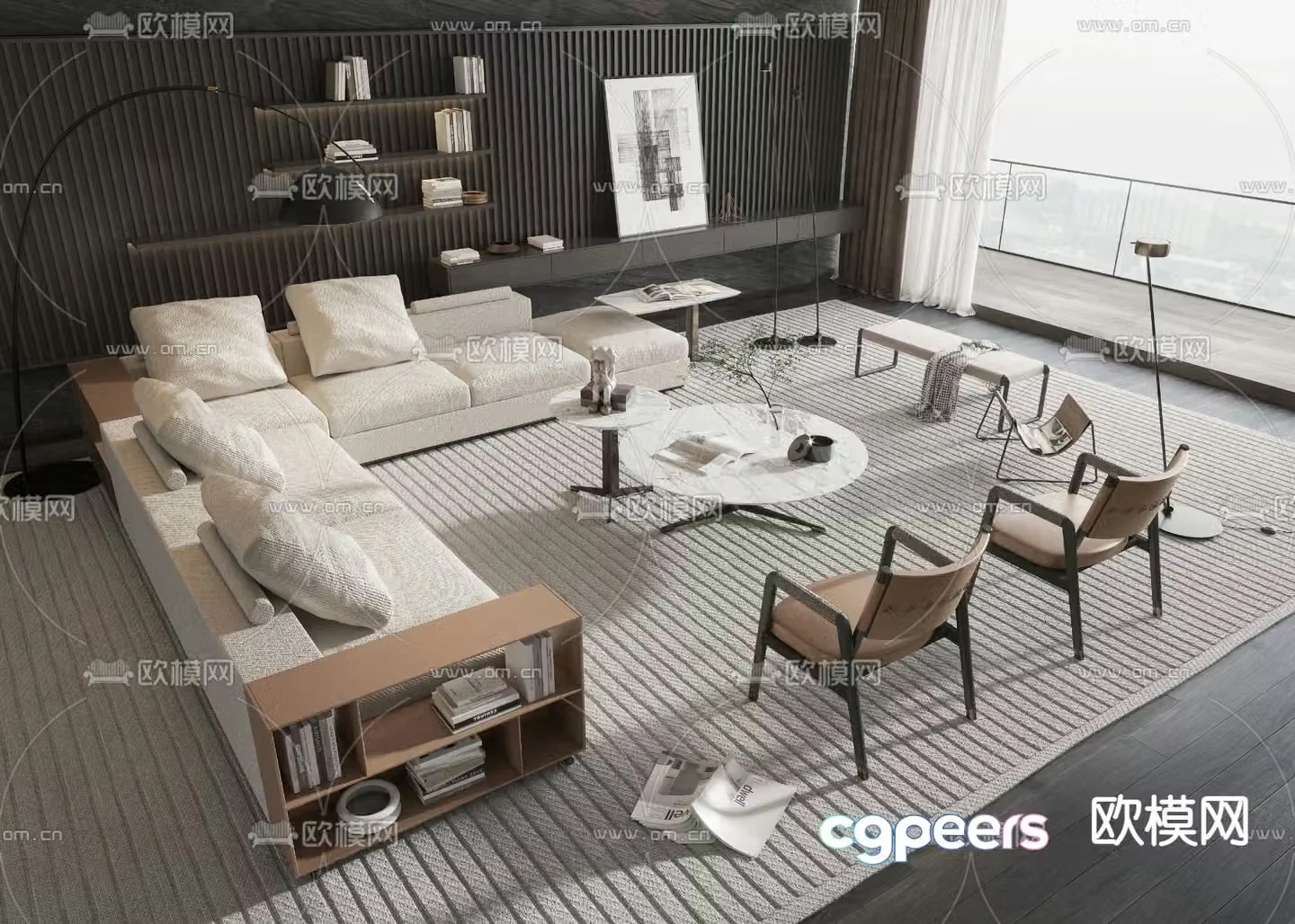 FLEXFORM dark style modular sofa 3d model