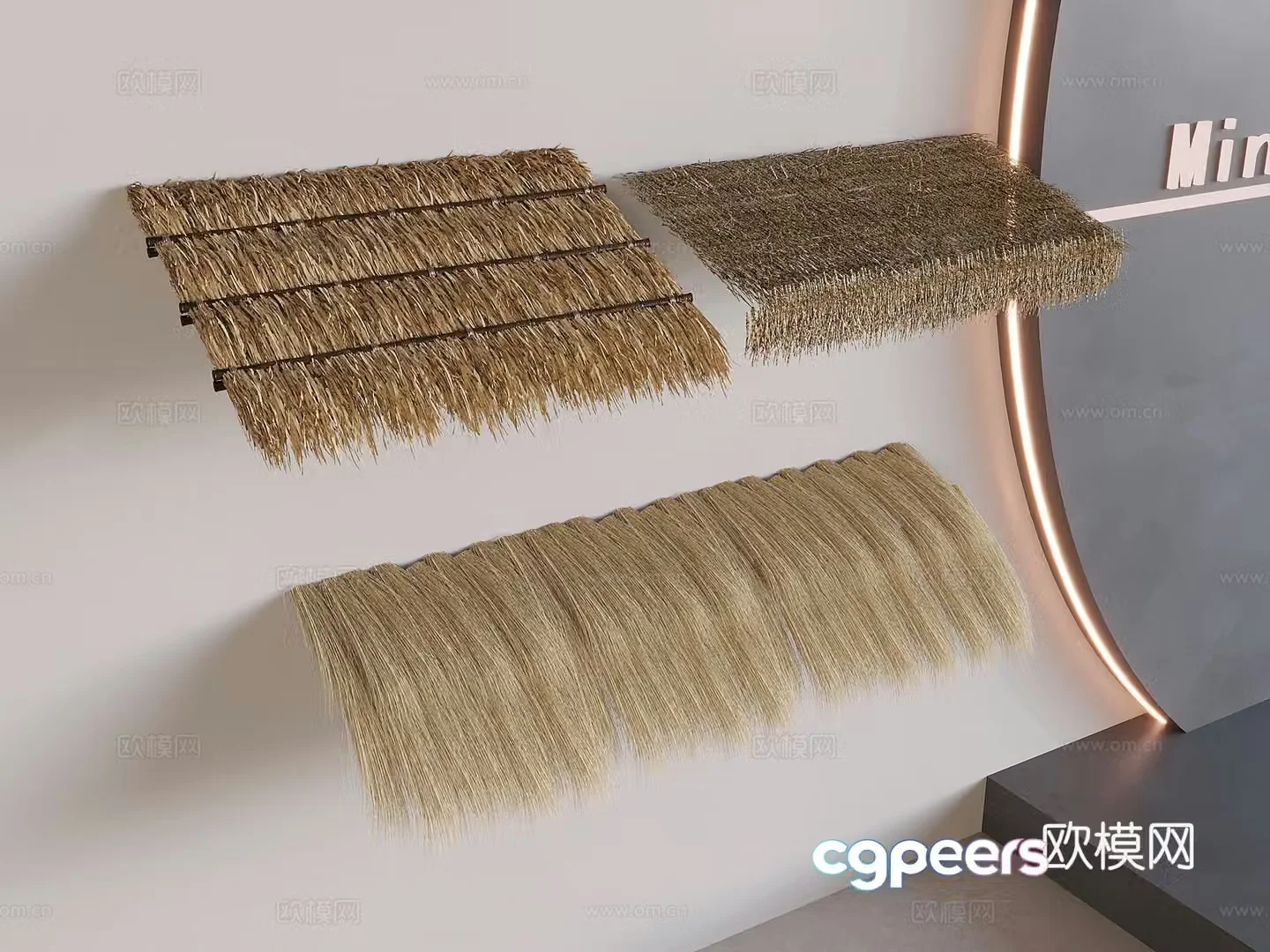 Thatched shed grass bandage thatched roof straw eaves 3D model