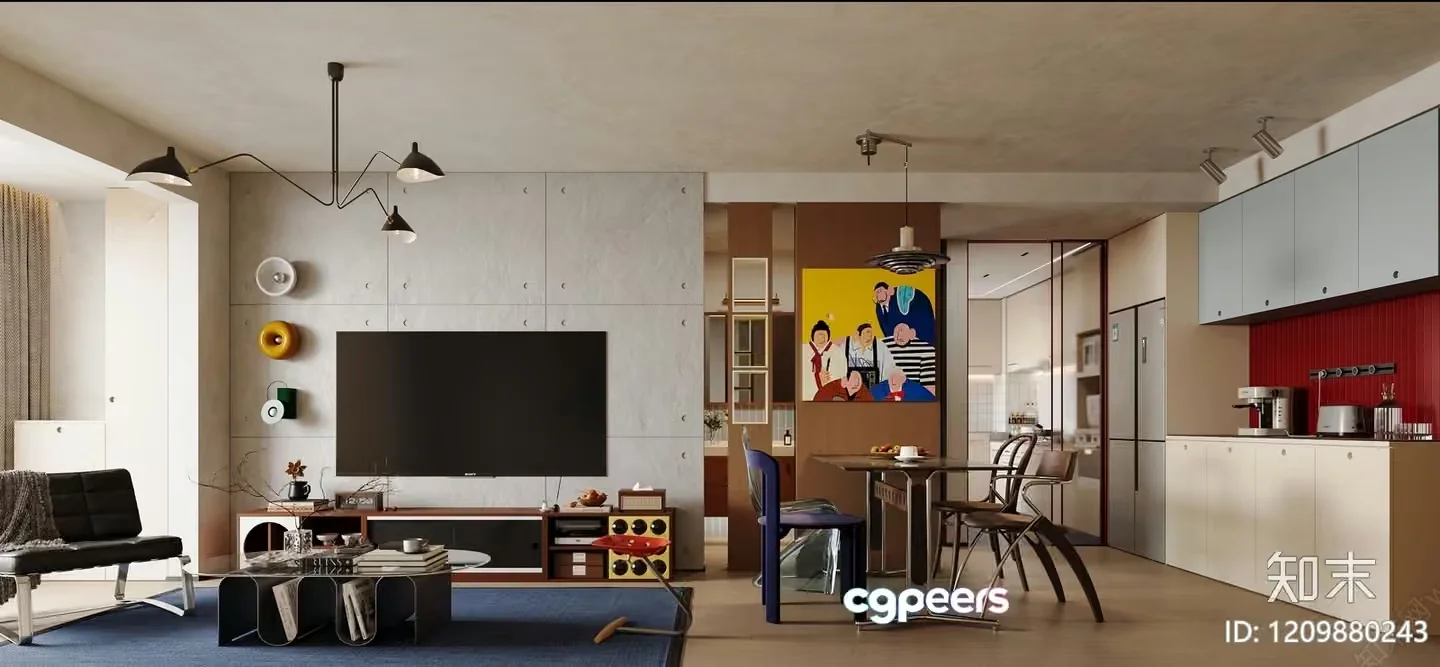 Modern Living Room 3D Model – 225 – VRAY Render