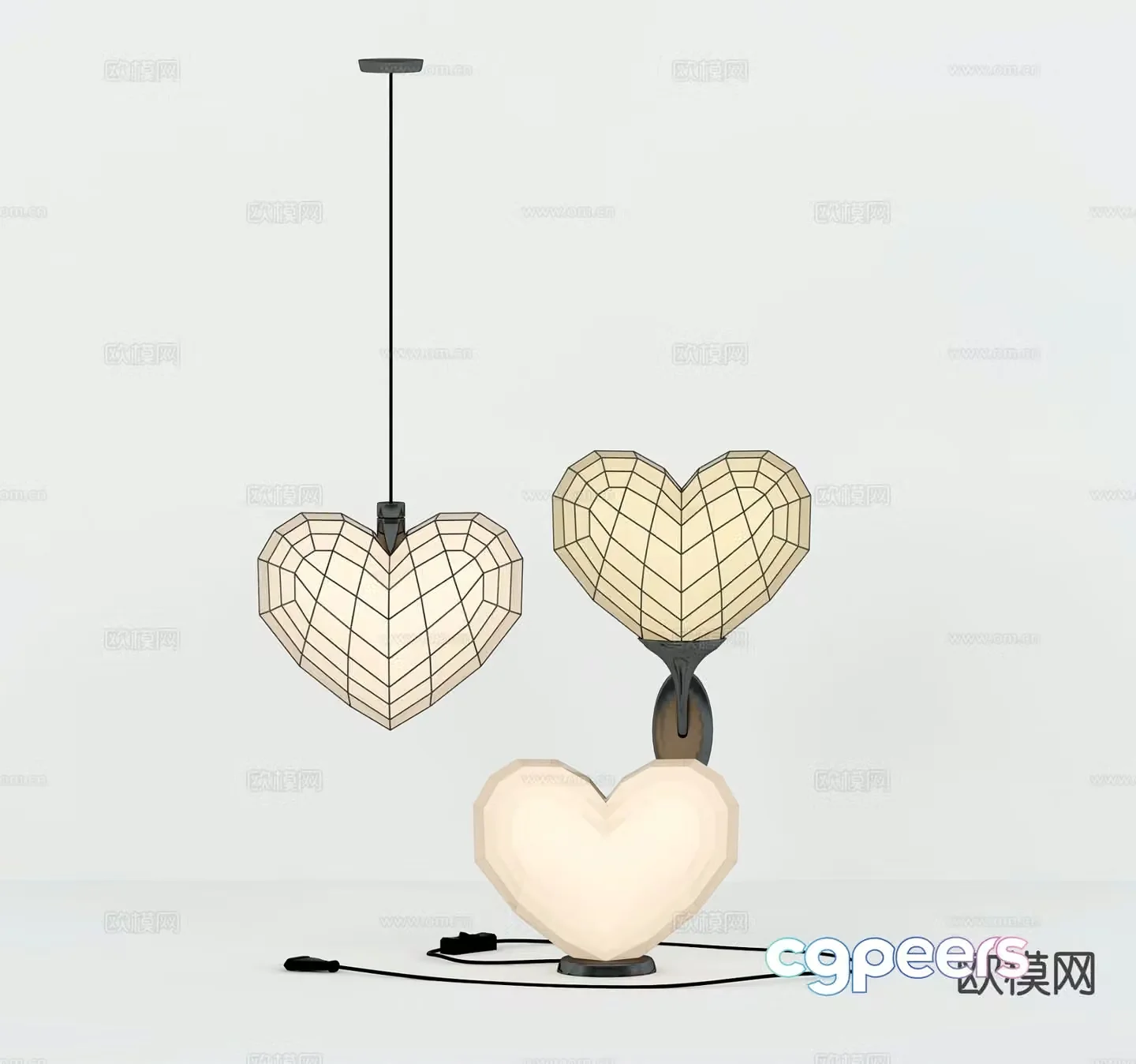 Heart chandelier wall lamp table lamp 3d model