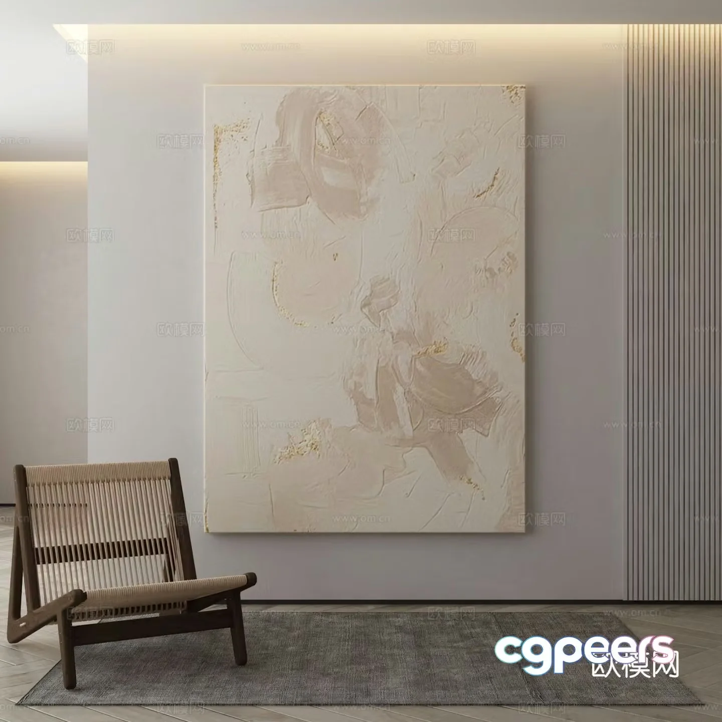 Modern texture painting decorative painting 3d model