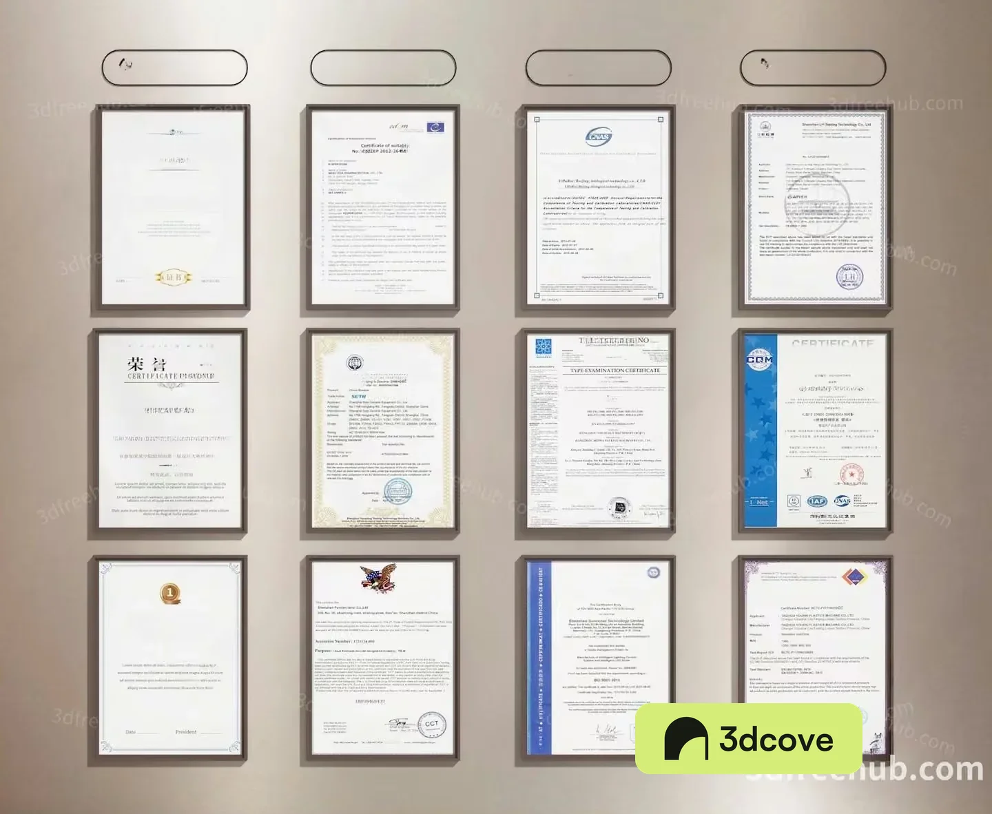 Certificates On A Wall
