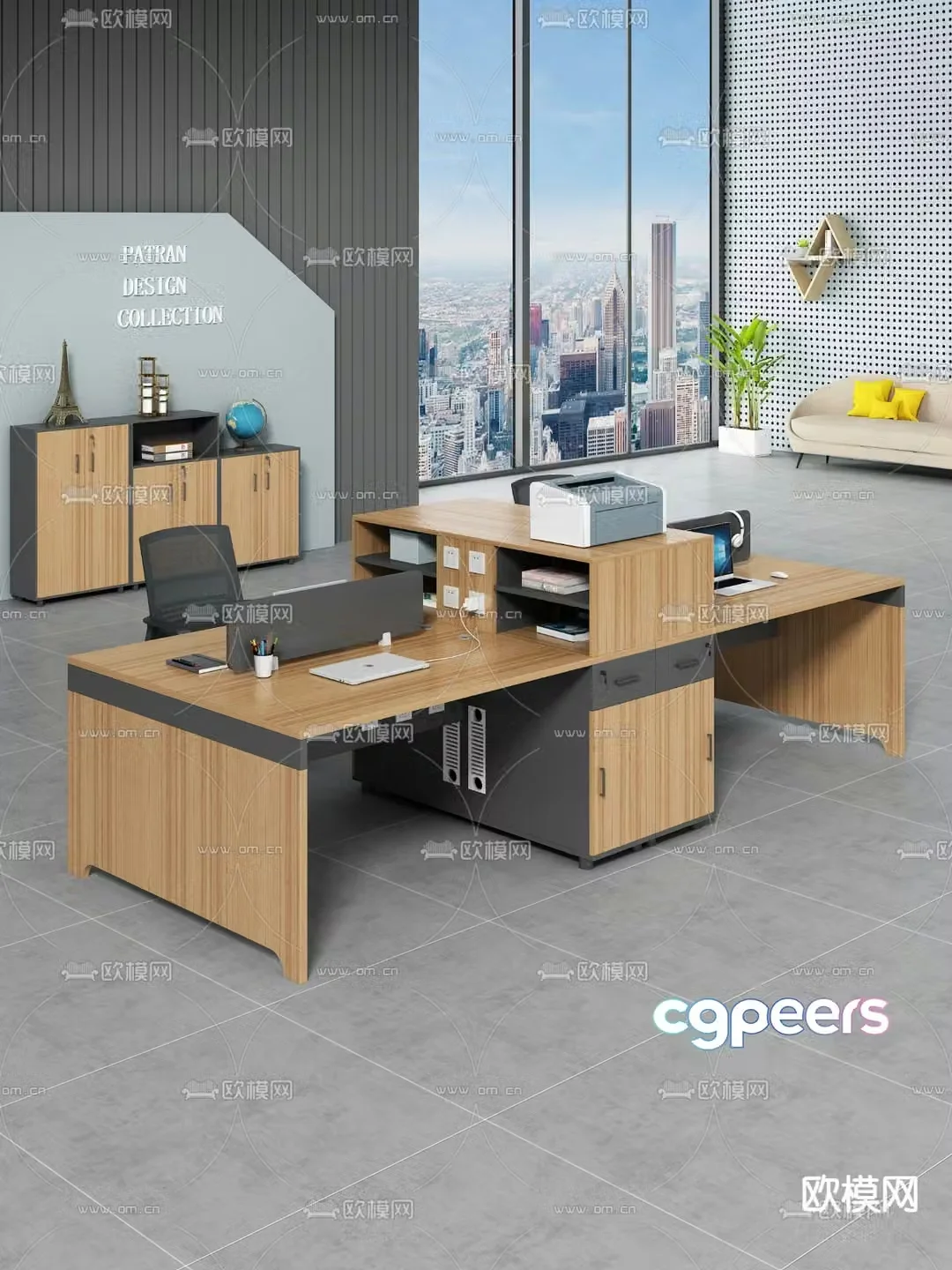 desk staff desk post workstation 3d model
