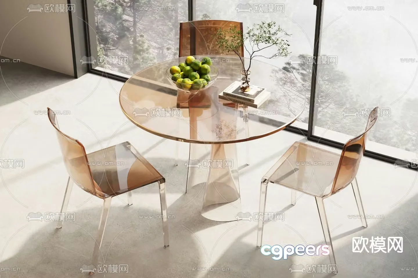 Leisure tables and chairs negotiation table acrylic round table 3D model