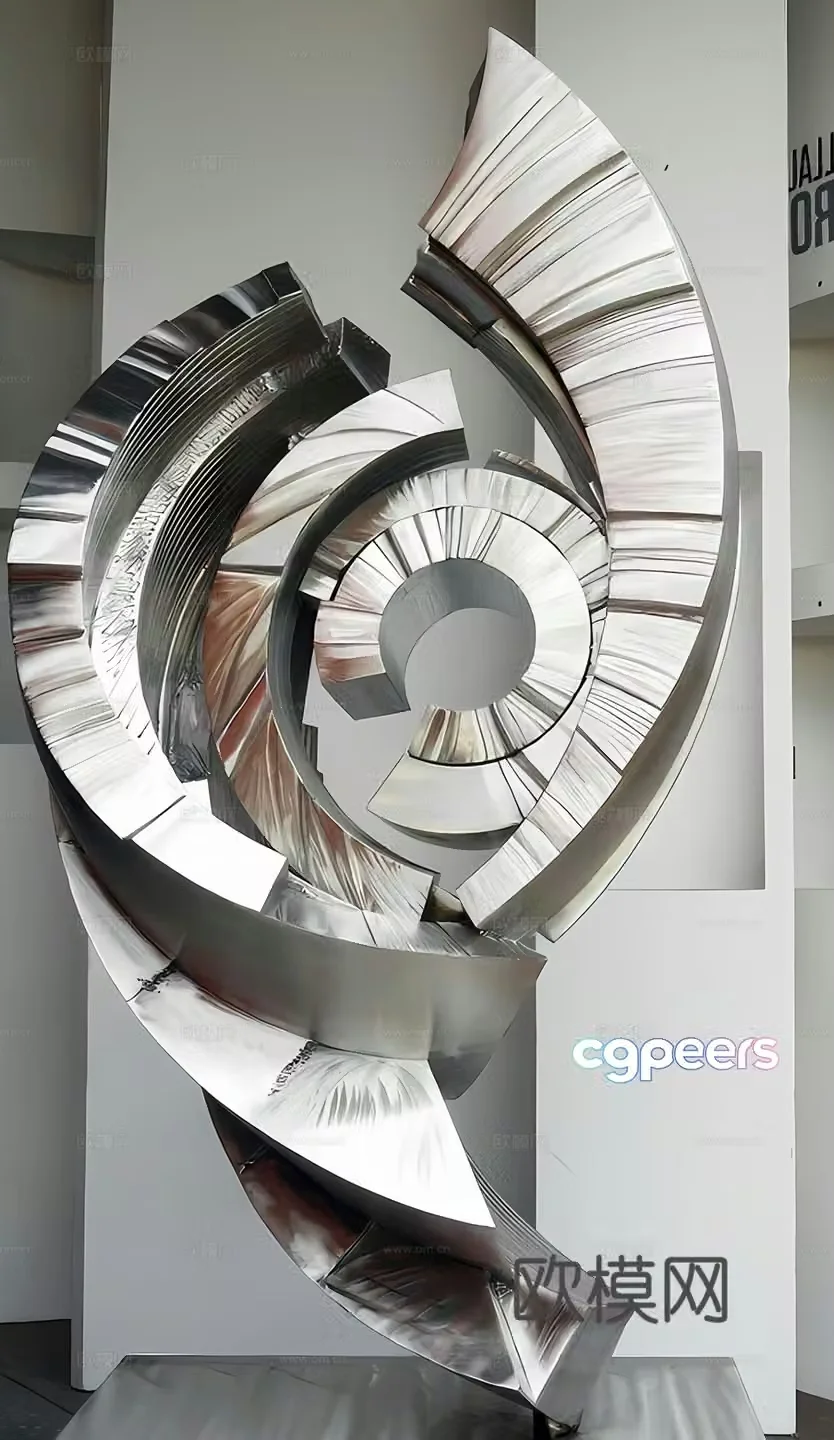 Modern minimalist art installation Metal sculpture 3d model