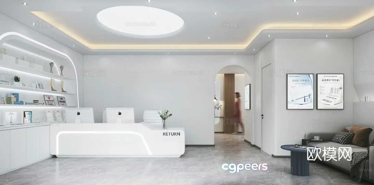 Modern beauty salon front lobby 3d model