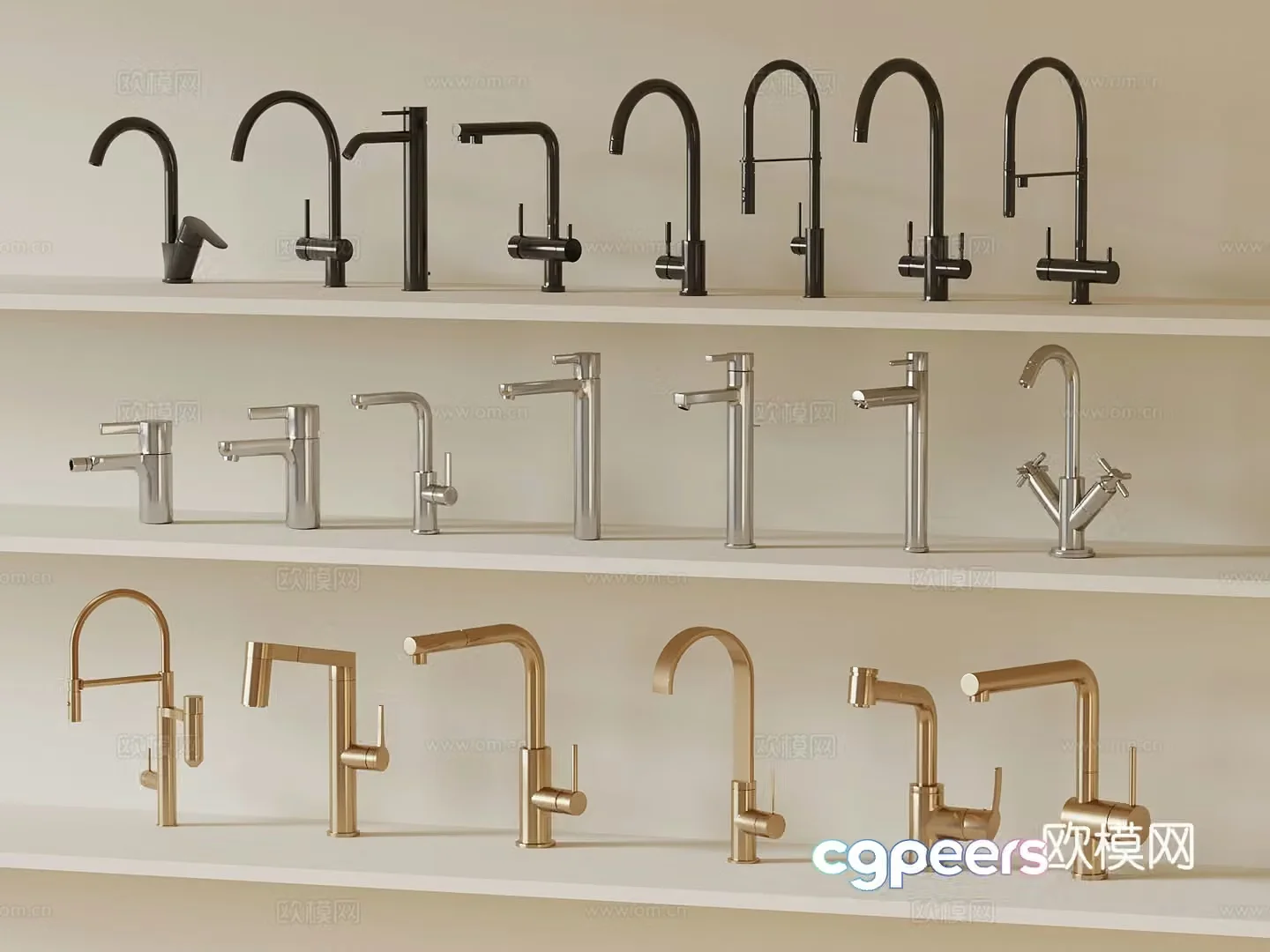 Modern faucet combination 3D model