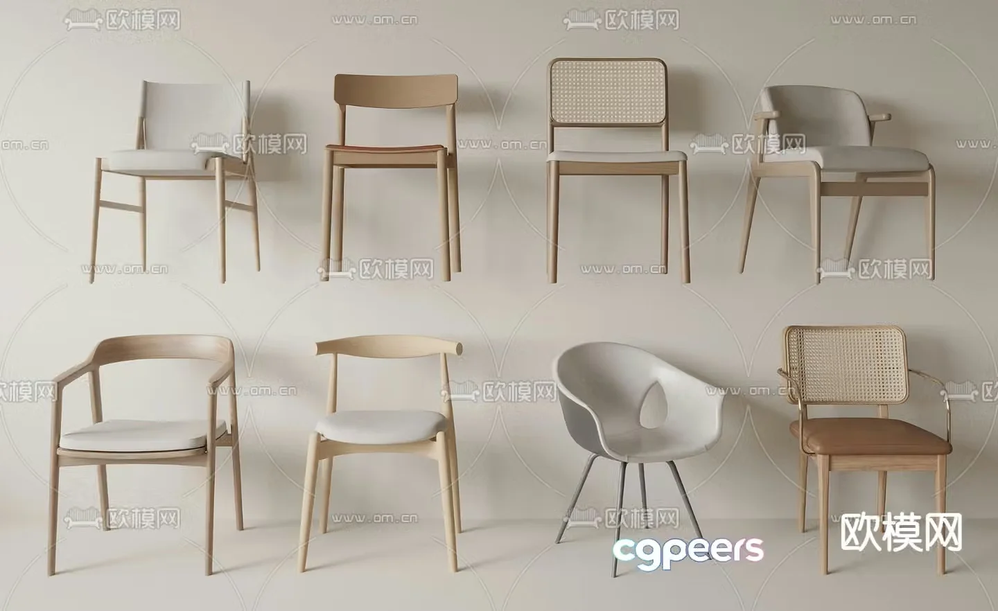 Nordic chair dining chair 3d model