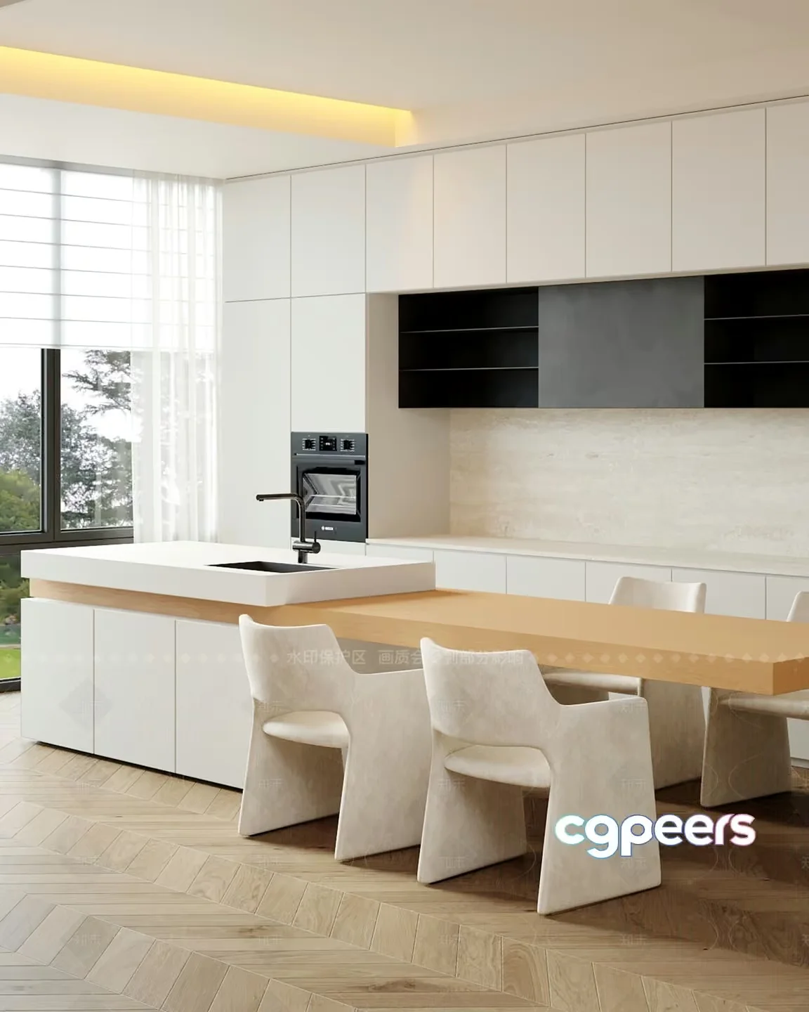 Modern Kitchen 3D Model – 16977 – VRAY Render