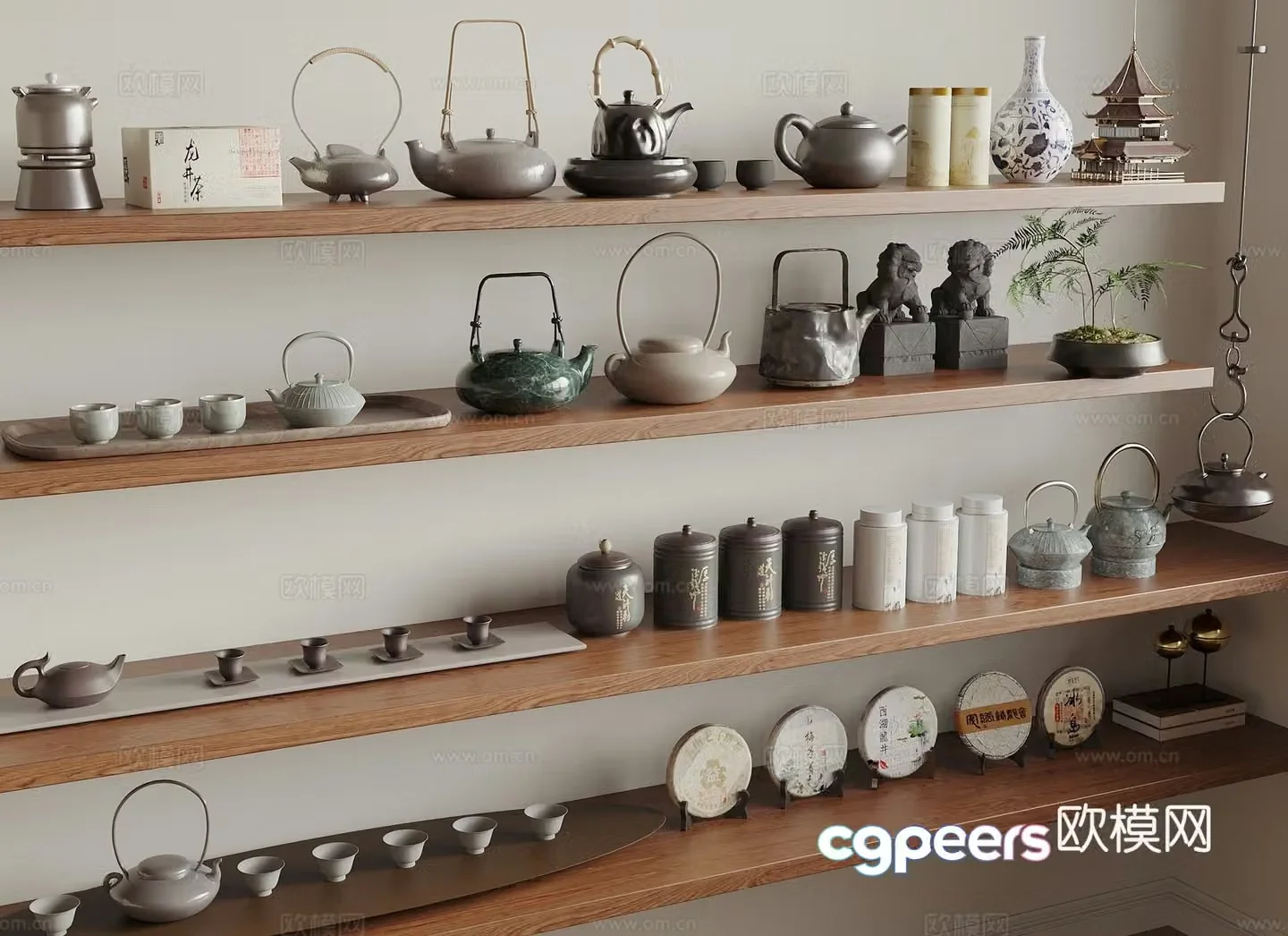 New Chinese tea set tea leaves tea tray teapot 3d model
