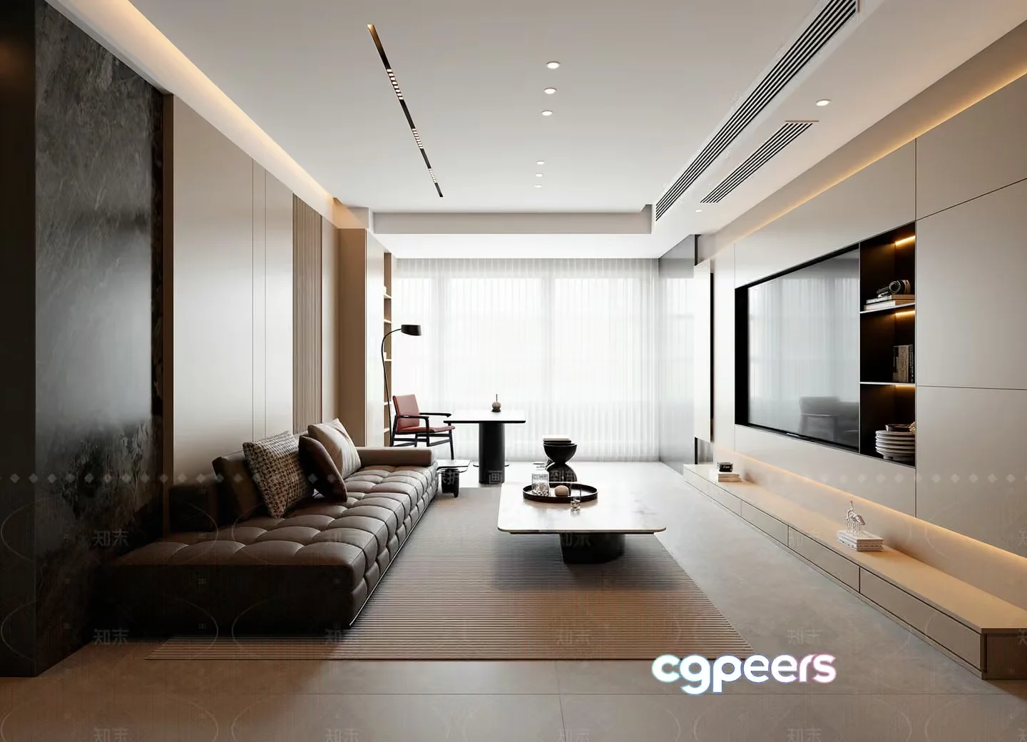 Modern Living Room 3D Model – 23163 – VRAY Render