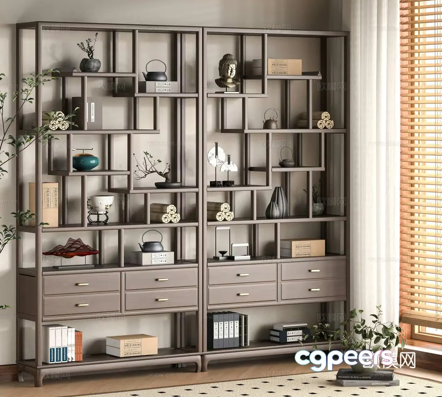 New Chinese style 3D model of Bo Gu shelf