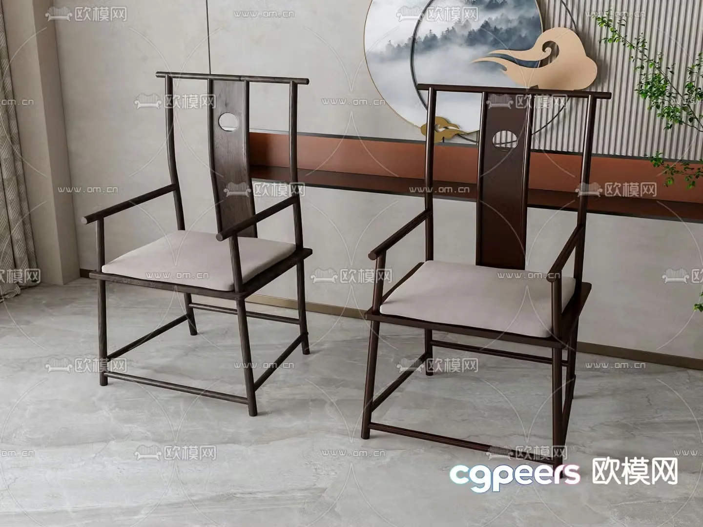 New Chinese style leisure chair tea chair 3d model