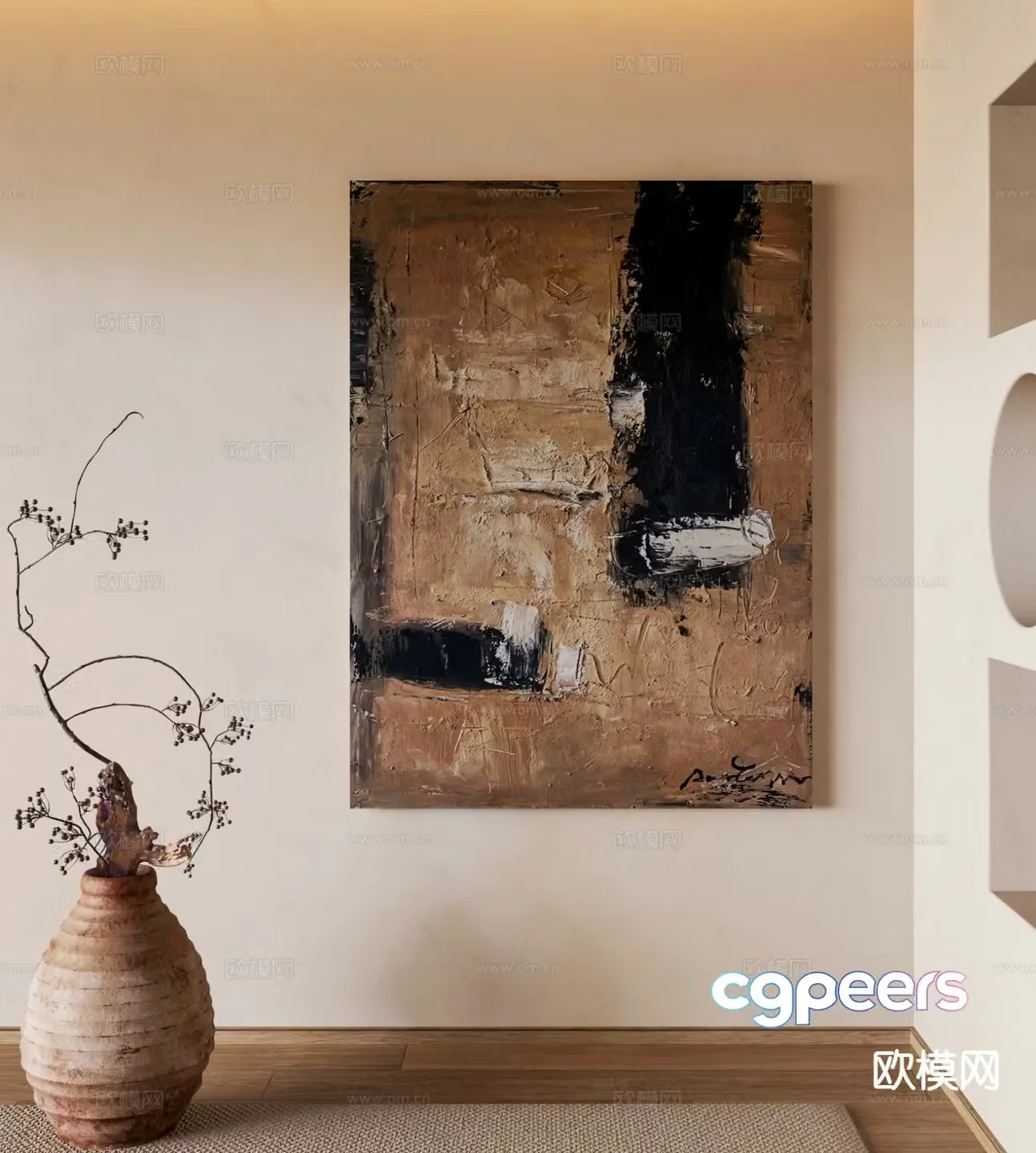 Wabi-sabi style frameless painting decorative painting texture painting 3D model
