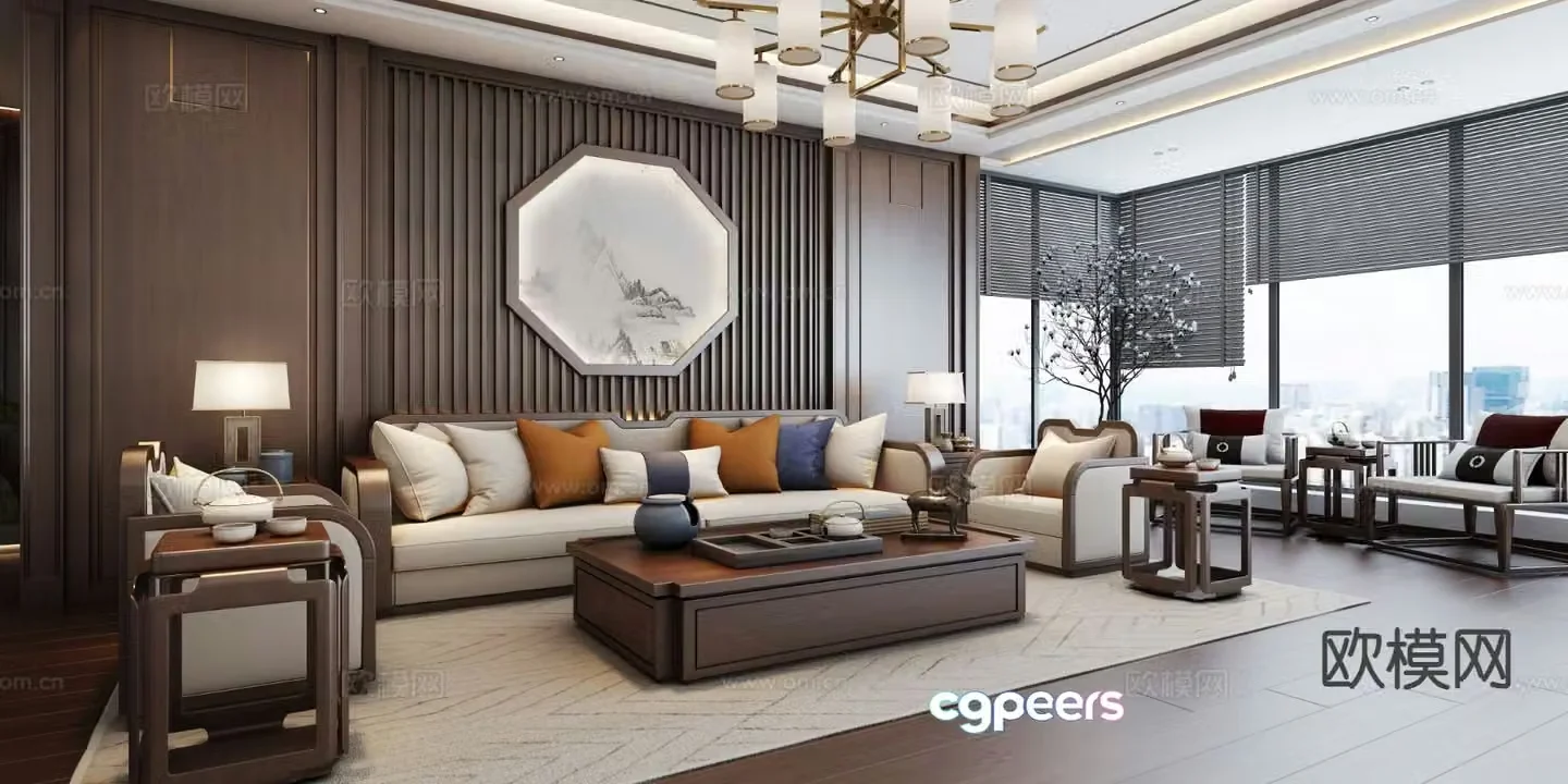 New Chinese style living room 3d model