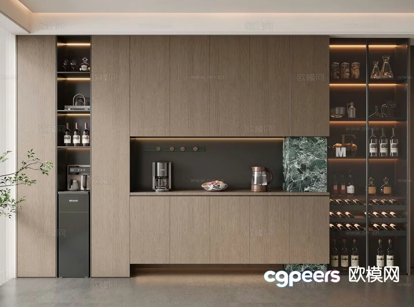Italian wine cabinet sideboard 3d model