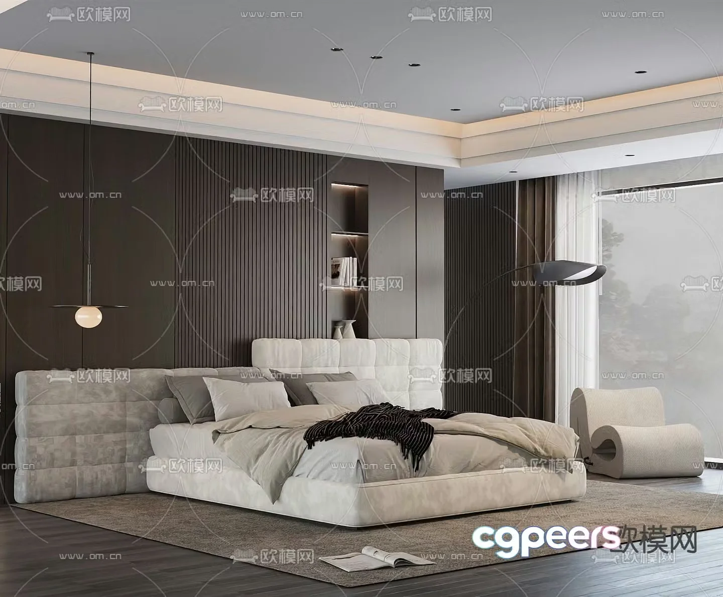 Modern double bed 3d model