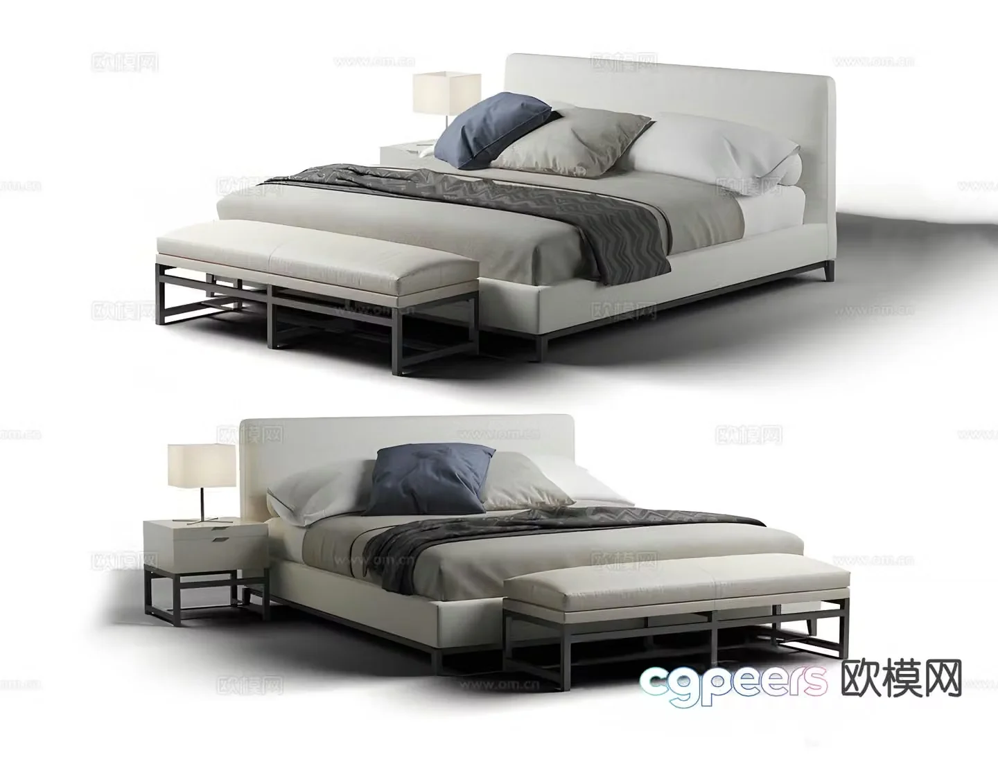 Modern double bed 3d model
