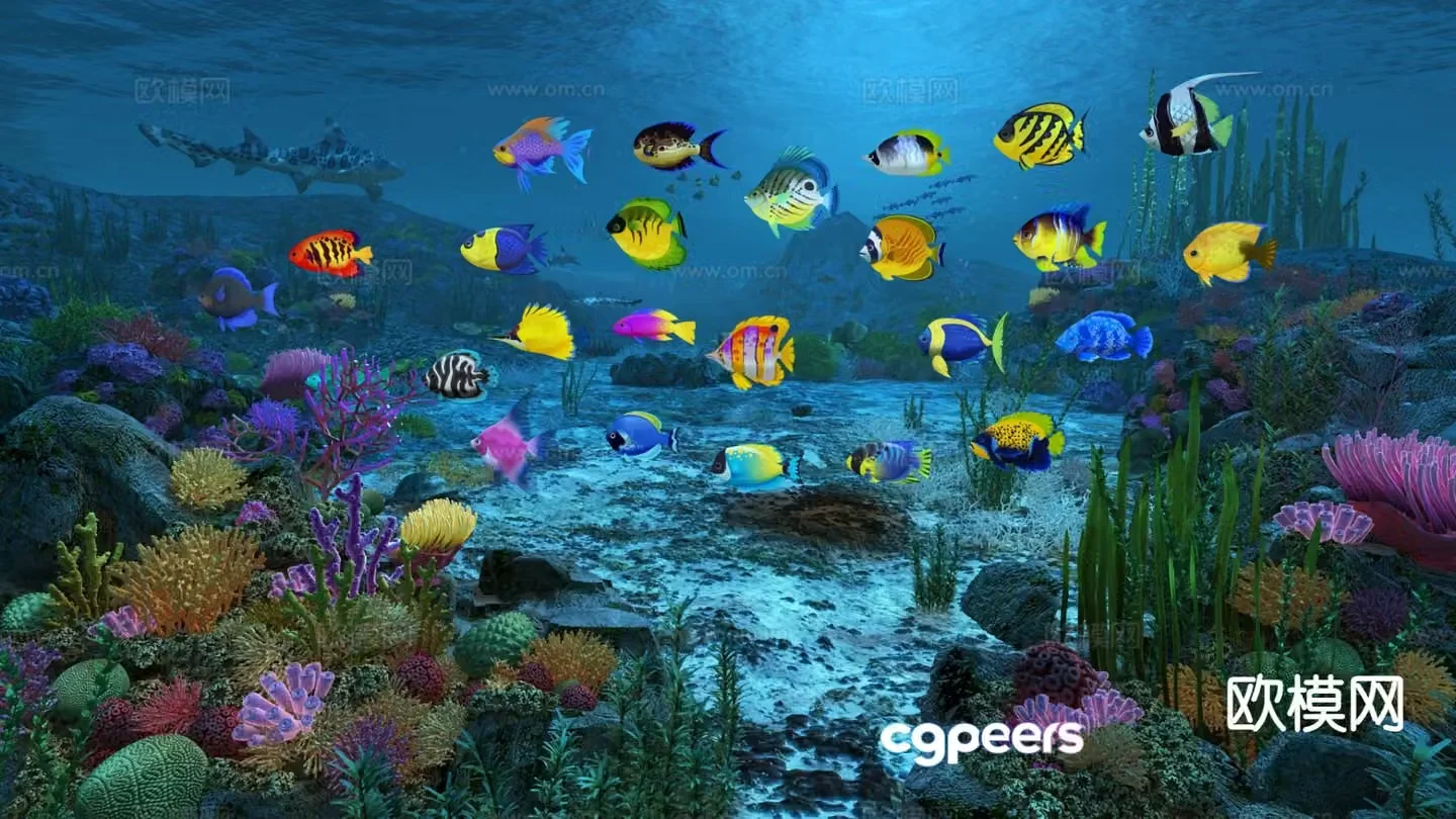 Modern underwater world landscape 3d model