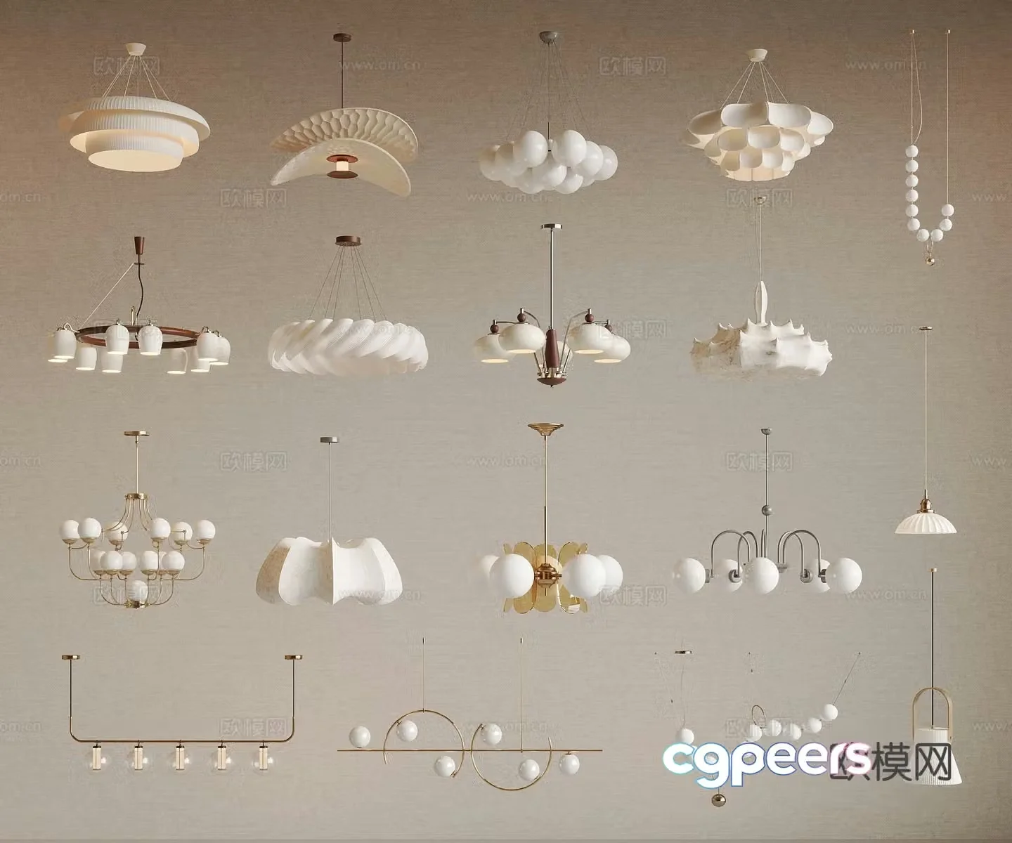 French multi-head chandelier hall chandelier 3d model