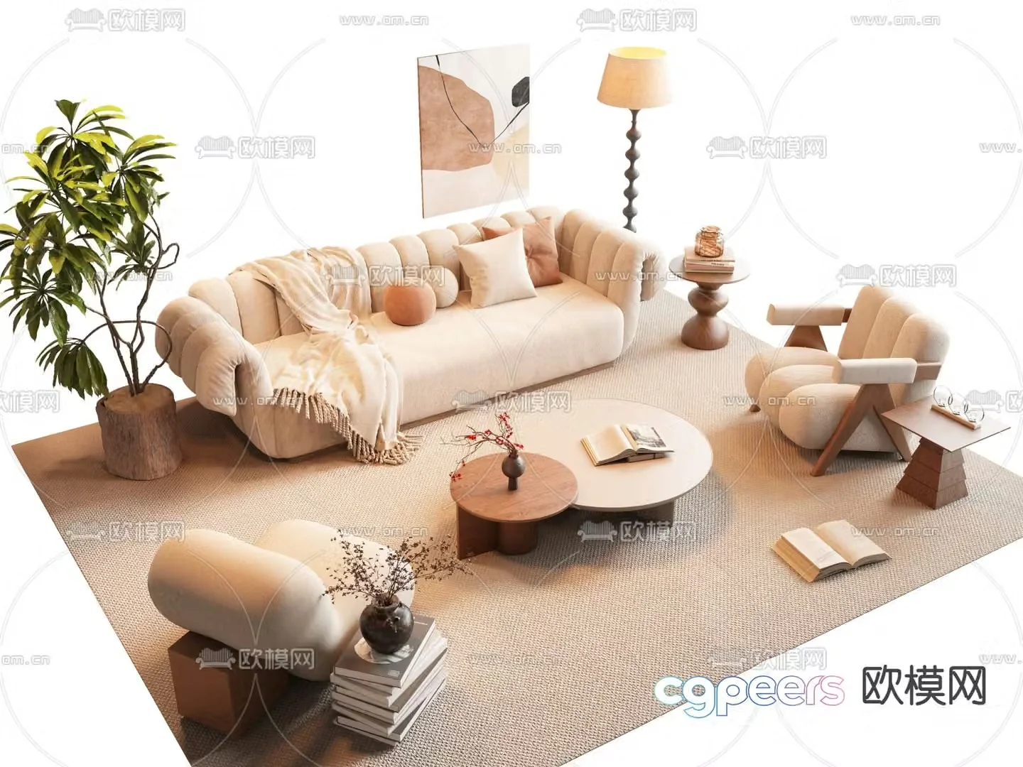 Wabi Sabi modular sofa 3d model