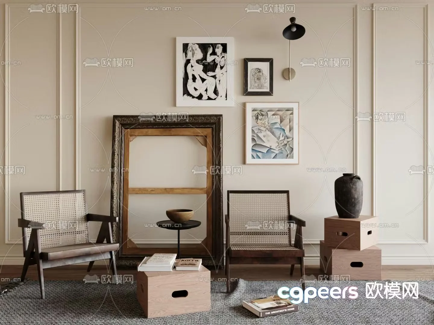 Wabi-sabi chair leisure chair 3d model