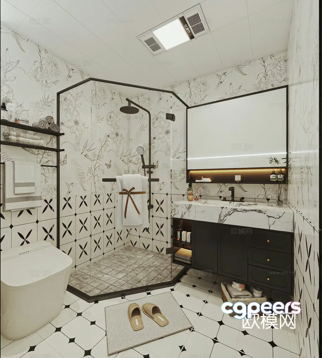Retro bathroom 3d model