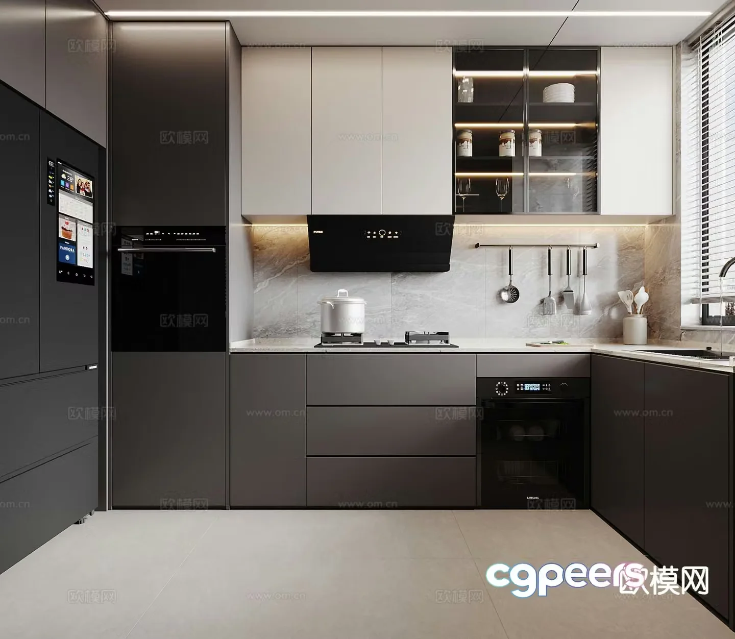 modern kitchen cabinet 3d model
