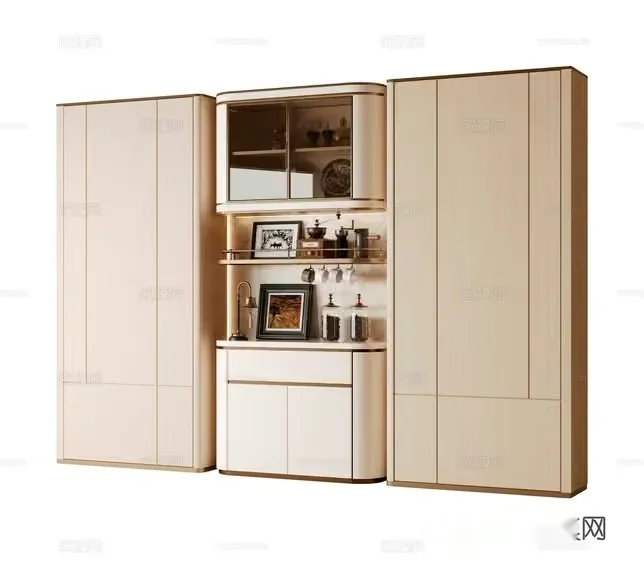 A Beige Kitchen Cabinet 3D Model – 15566 – CORONA Render