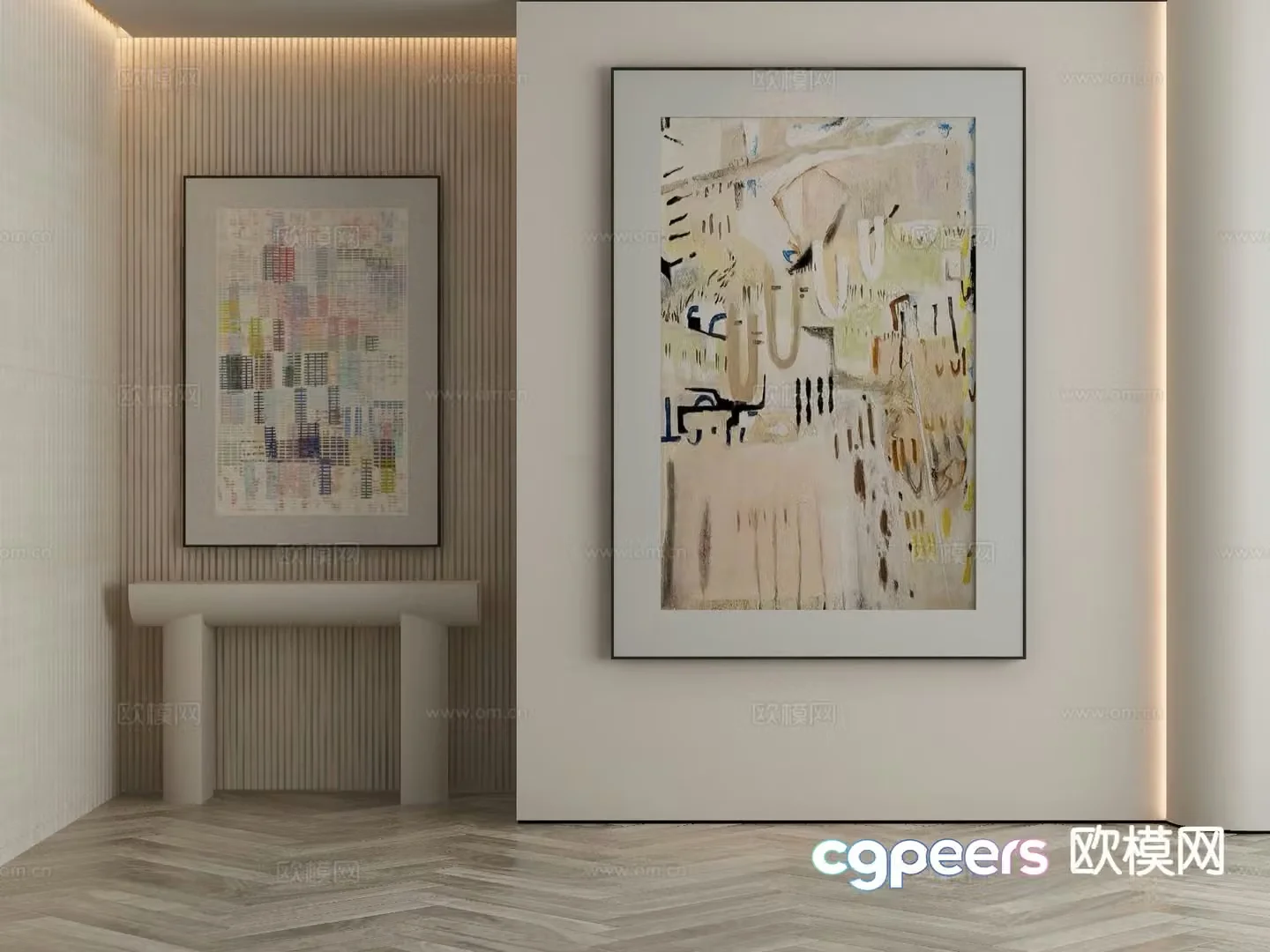 Modern art painting cartoon painting decorative painting 3d model