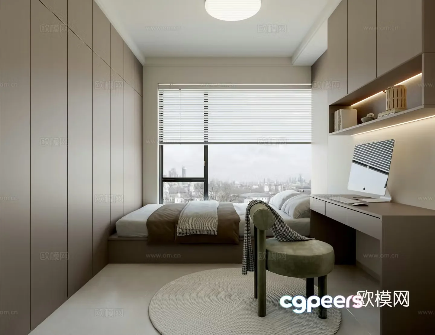 Modern tatami bedroom Minimalist tatami bedroom Italian tatami bedroom 3d model
