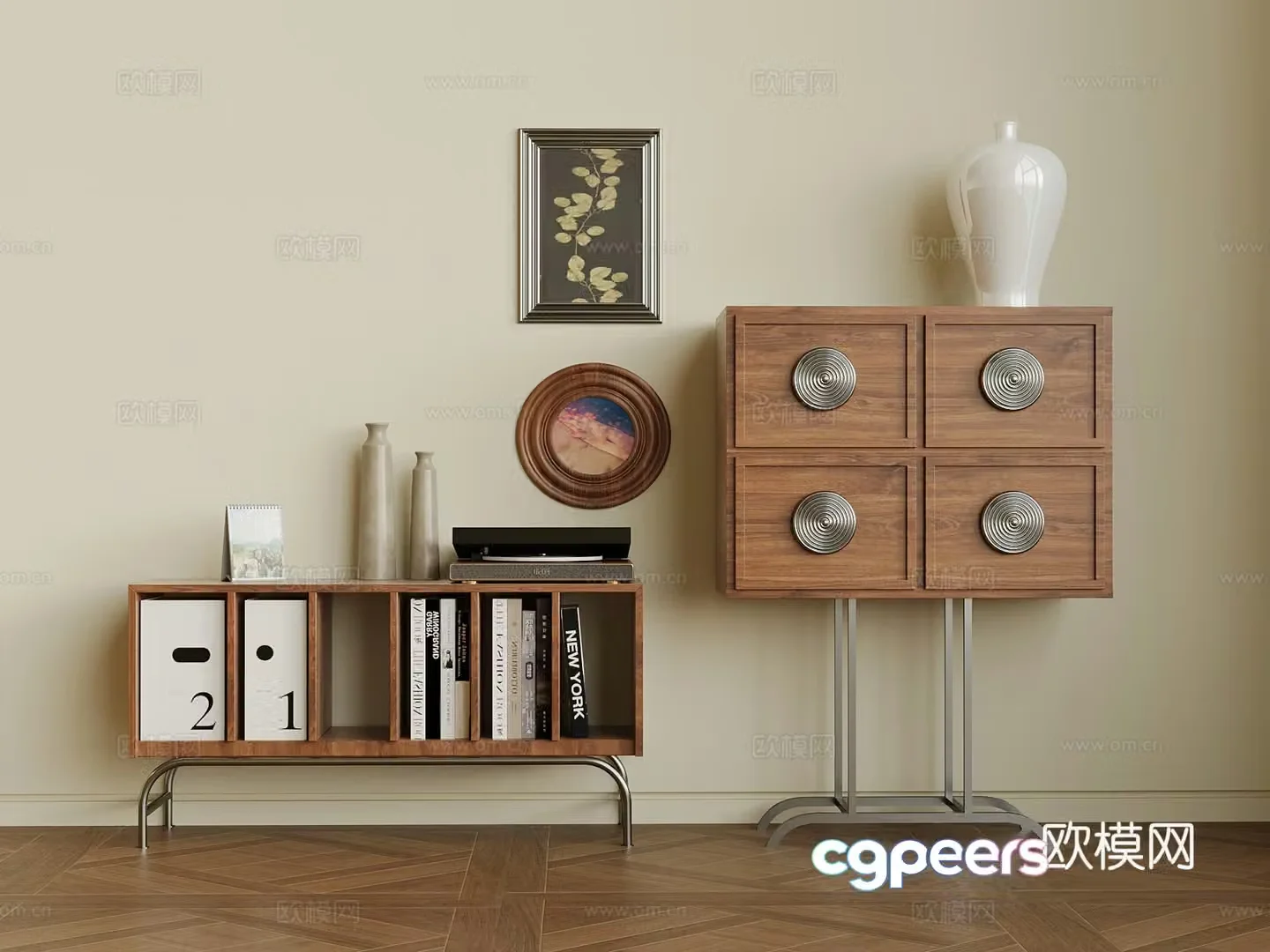 French medieval entrance cabinet 3D model