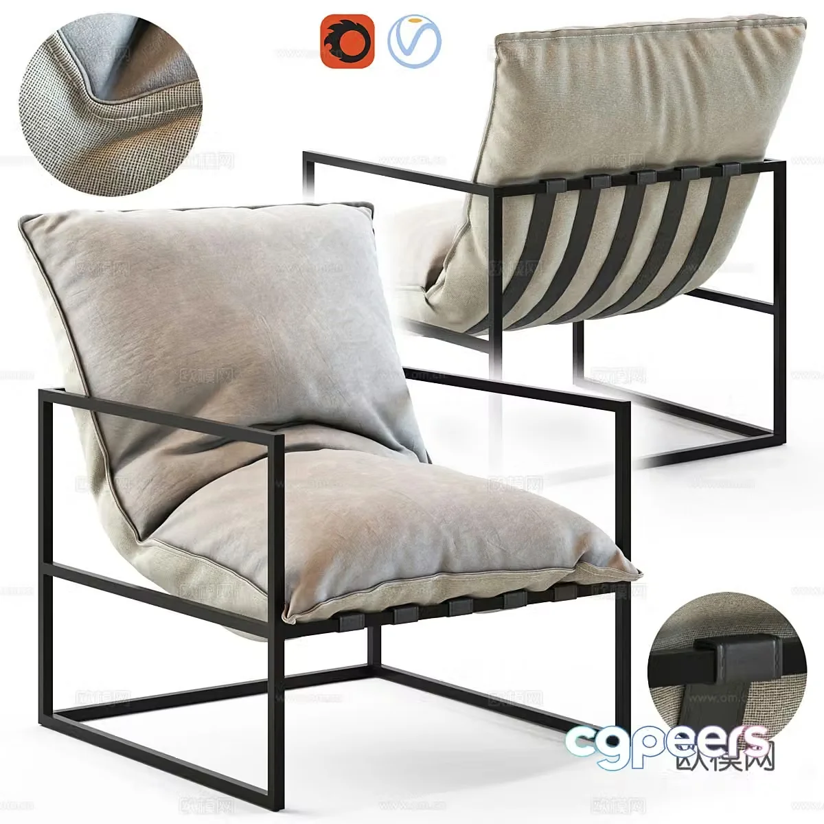 Fabric single sofa sofa chair Fabric single chair Fabric casual chair Fabric backrest chair Fabric 3D model
