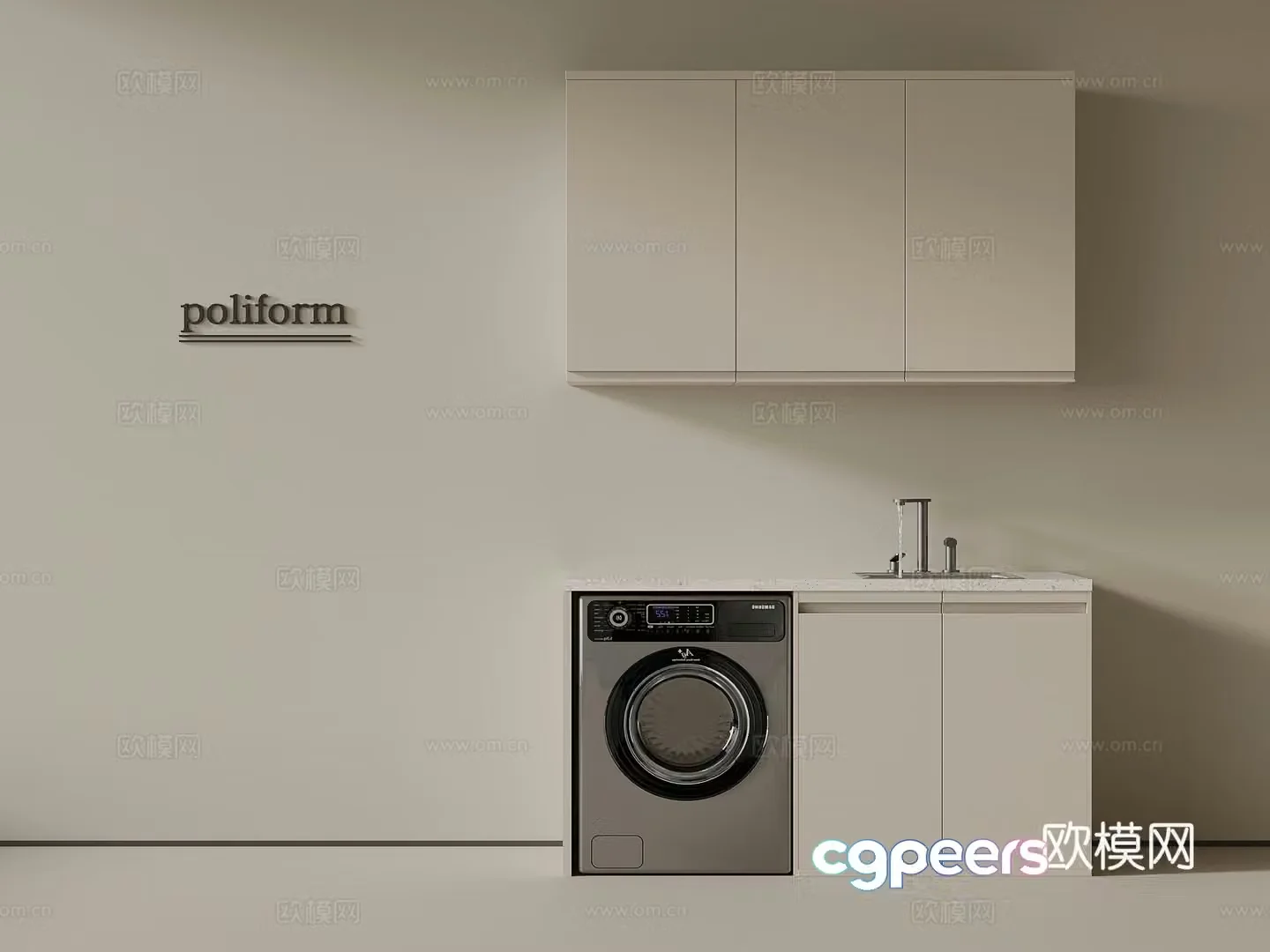 Modern simple washing machine cabinet balcony cabinet 3d model