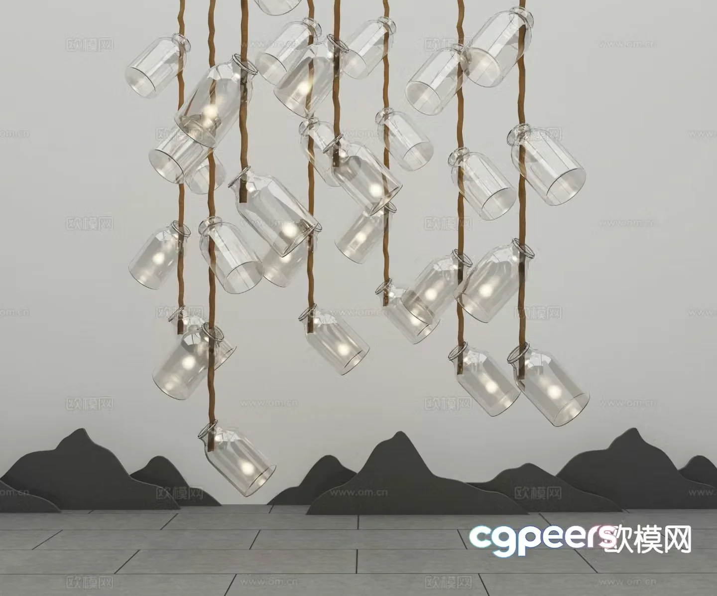 Modern glass chandelier 3d model