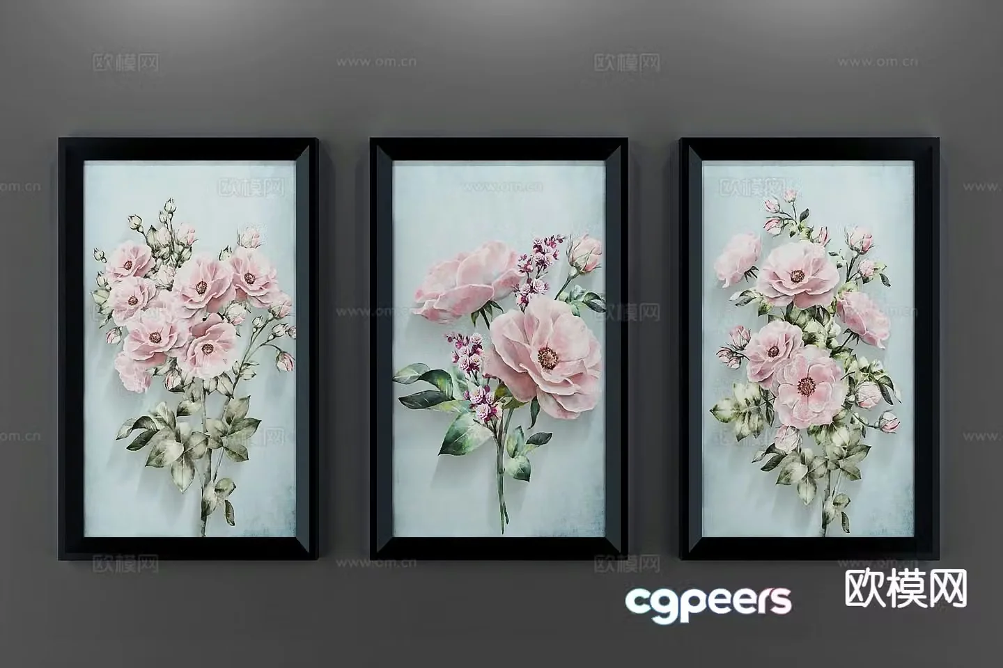 American pastoral flower hanging painting oil painting decorative painting 3D model