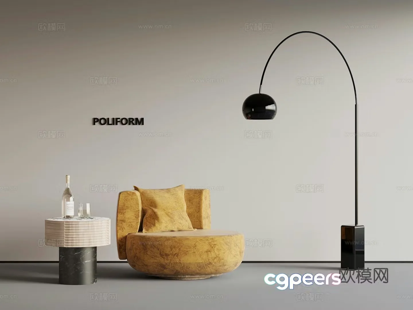 Modern simple coffee table Square coffee table 3D model