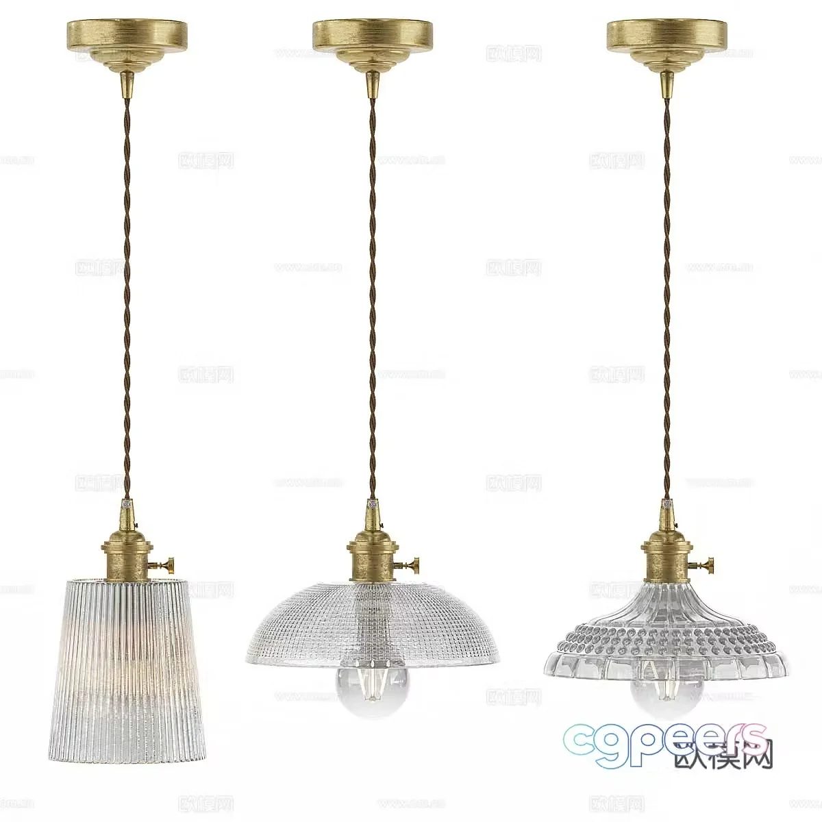 American retro textured glass chandelier 3d model