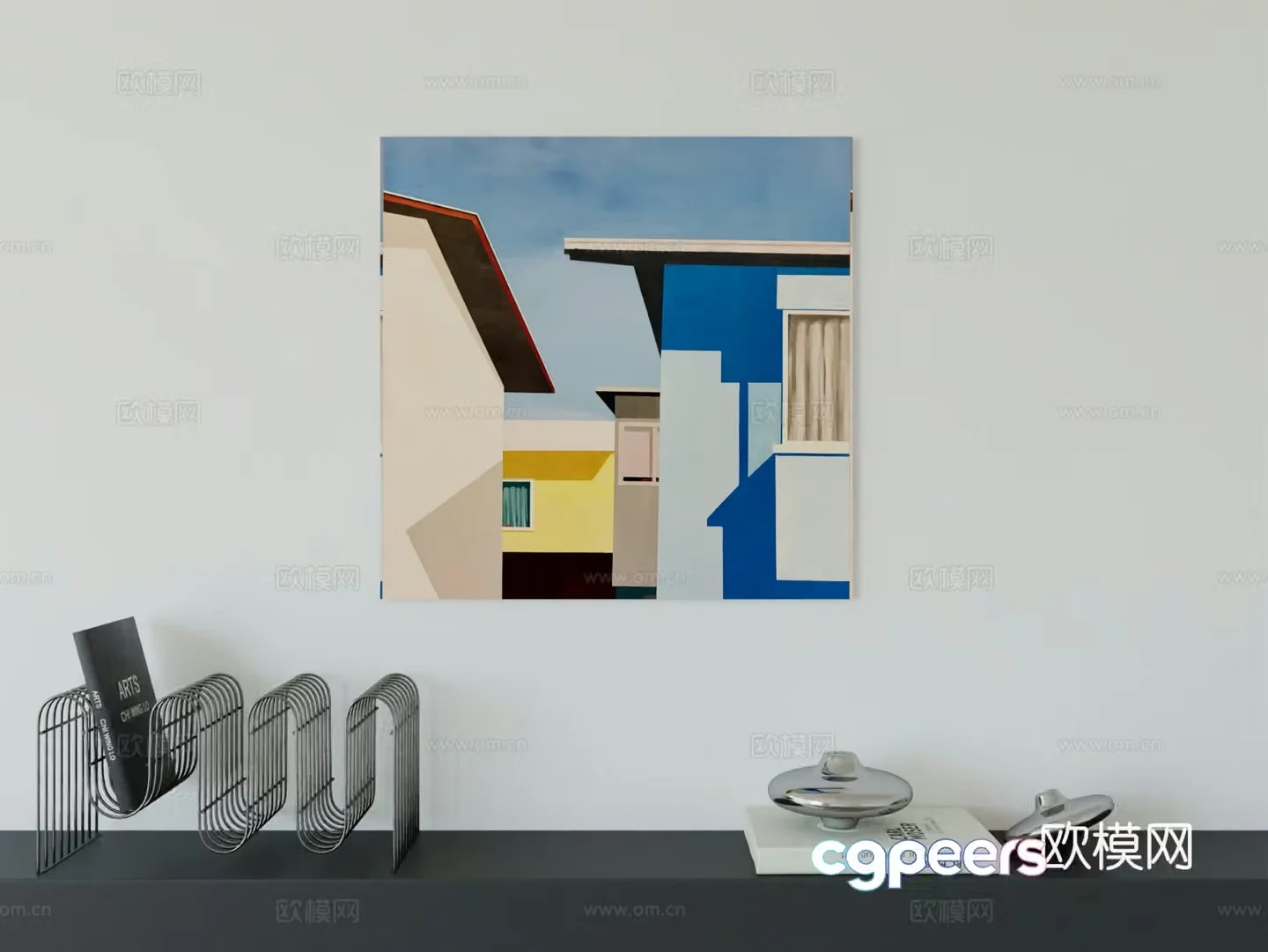Modern minimalist hanging painting Bauhaus art hanging painting 3d model