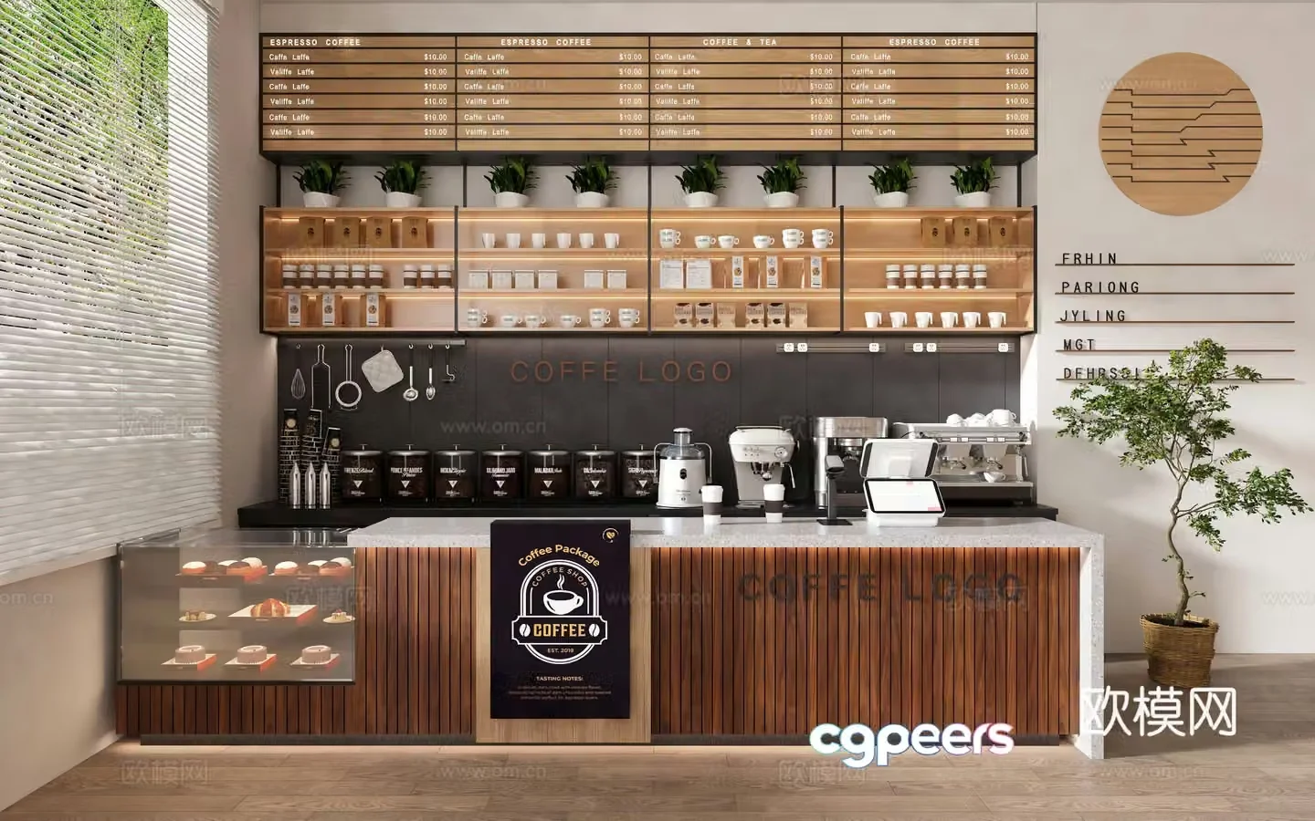 Modern cafe cashier counter 3d model