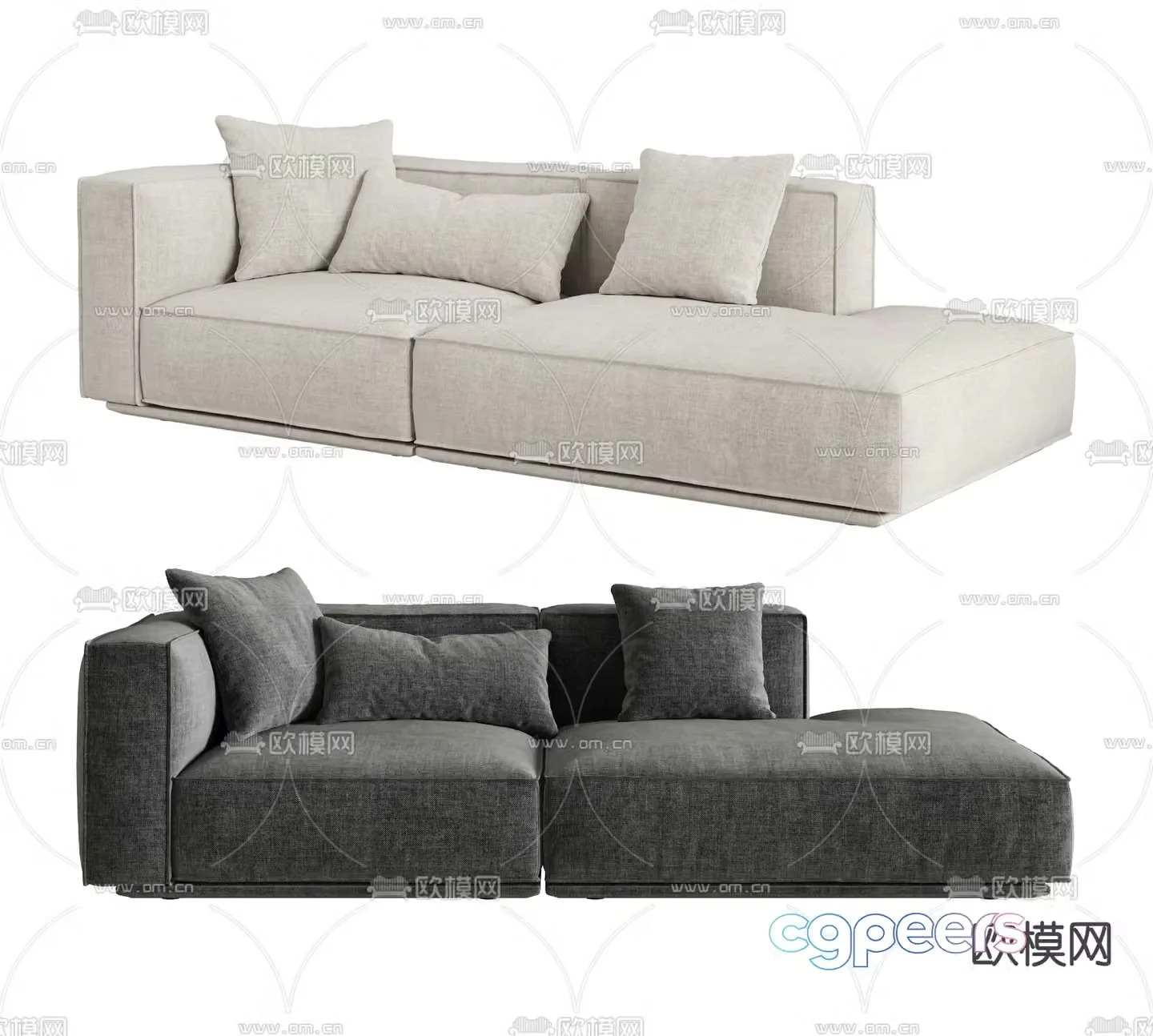 Double sofa upholstered sofa 3d model