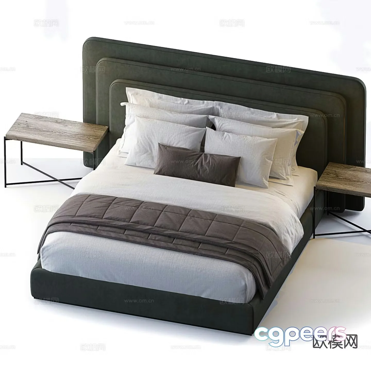 Modern double bed 3d model