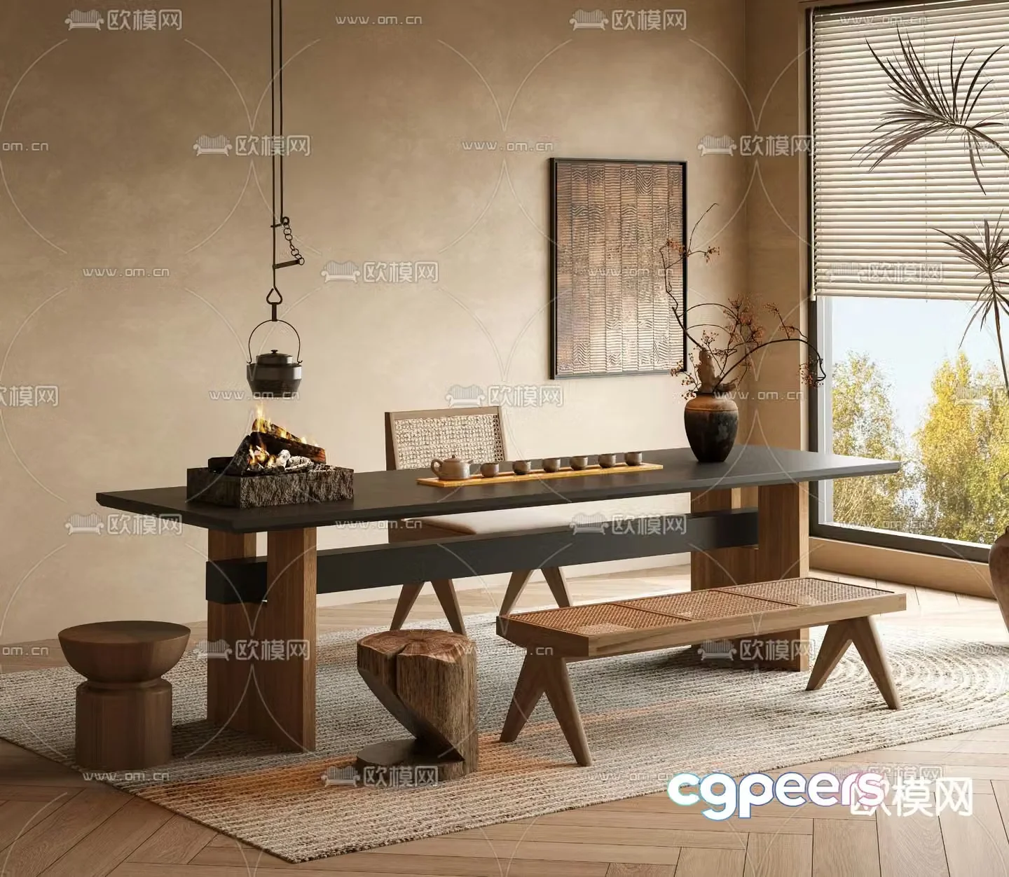 Wabi-sabi tea table tea table 3d model