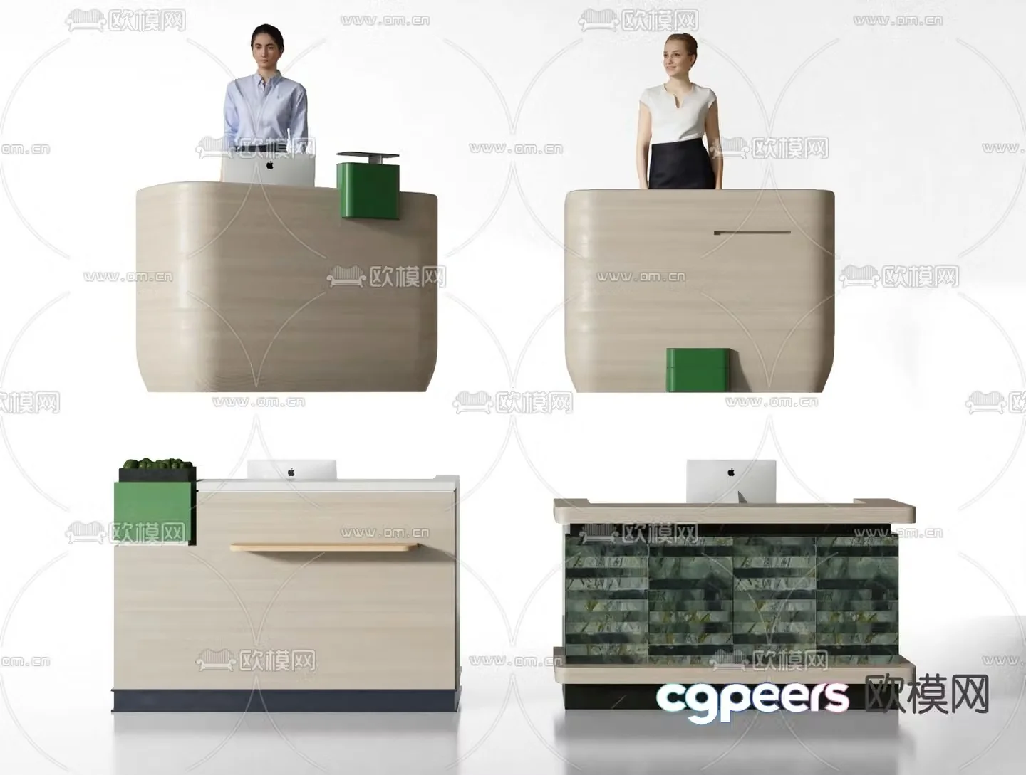 Hotel front desk reception desk cashier desk 3d model